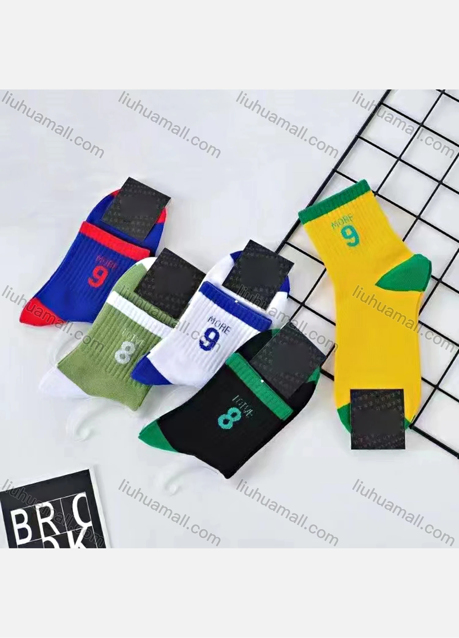 Wholesale Men's Softy Colorblock Letter Print Cushioned Ankle Socks - Liuhuamall