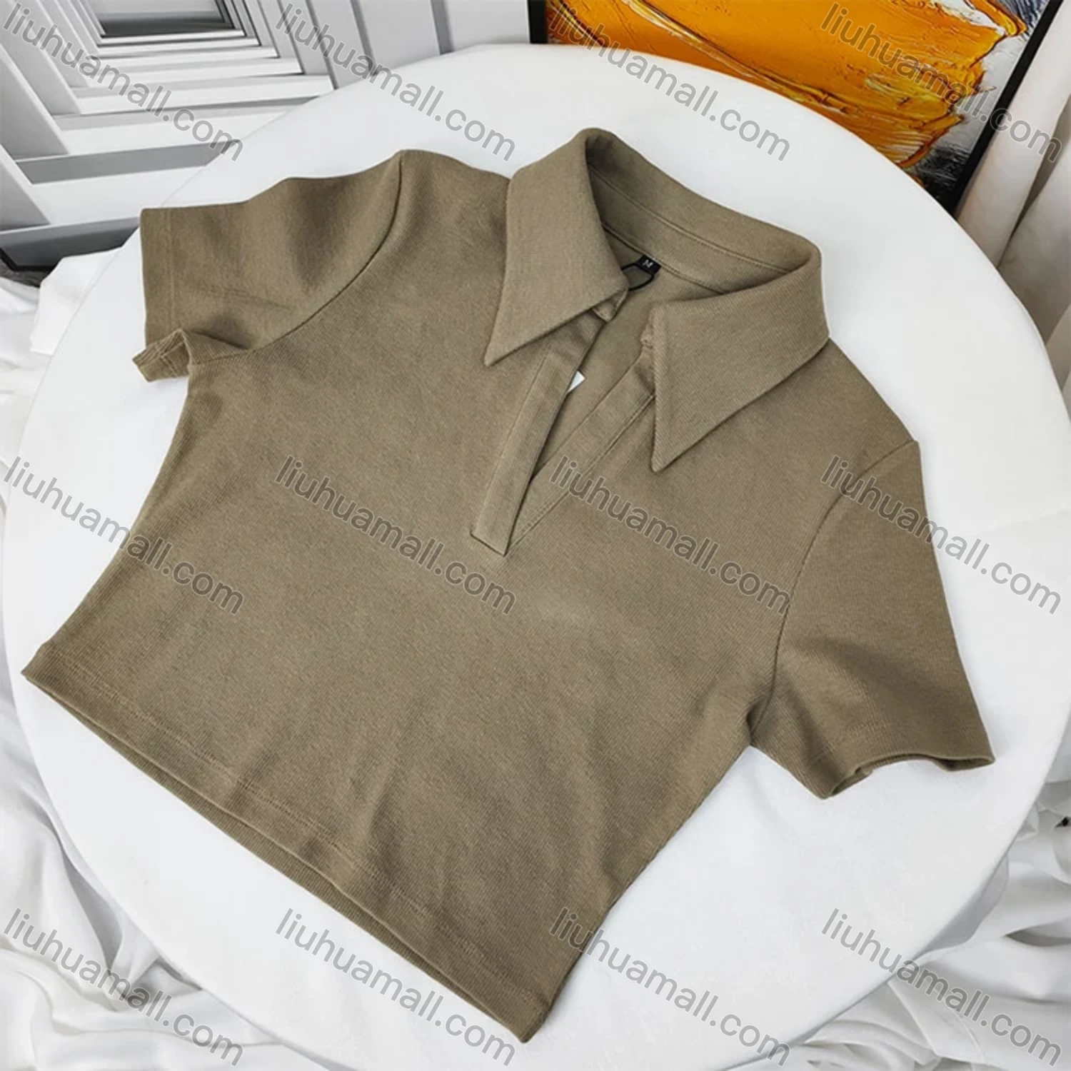 Wholesale Women's Casual Plain V Neck Crop Tops & Flare Leg Pants 2 Piece Set - Liuhuamall