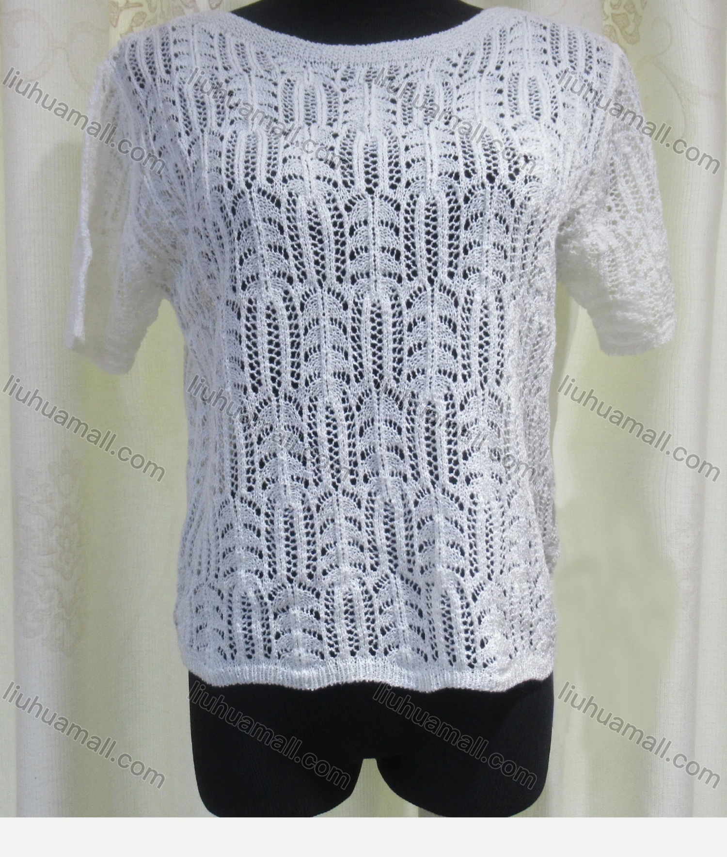Wholesale Women's Casual Round Neck Hollow Out Plain Knit Top - Liuhuamall