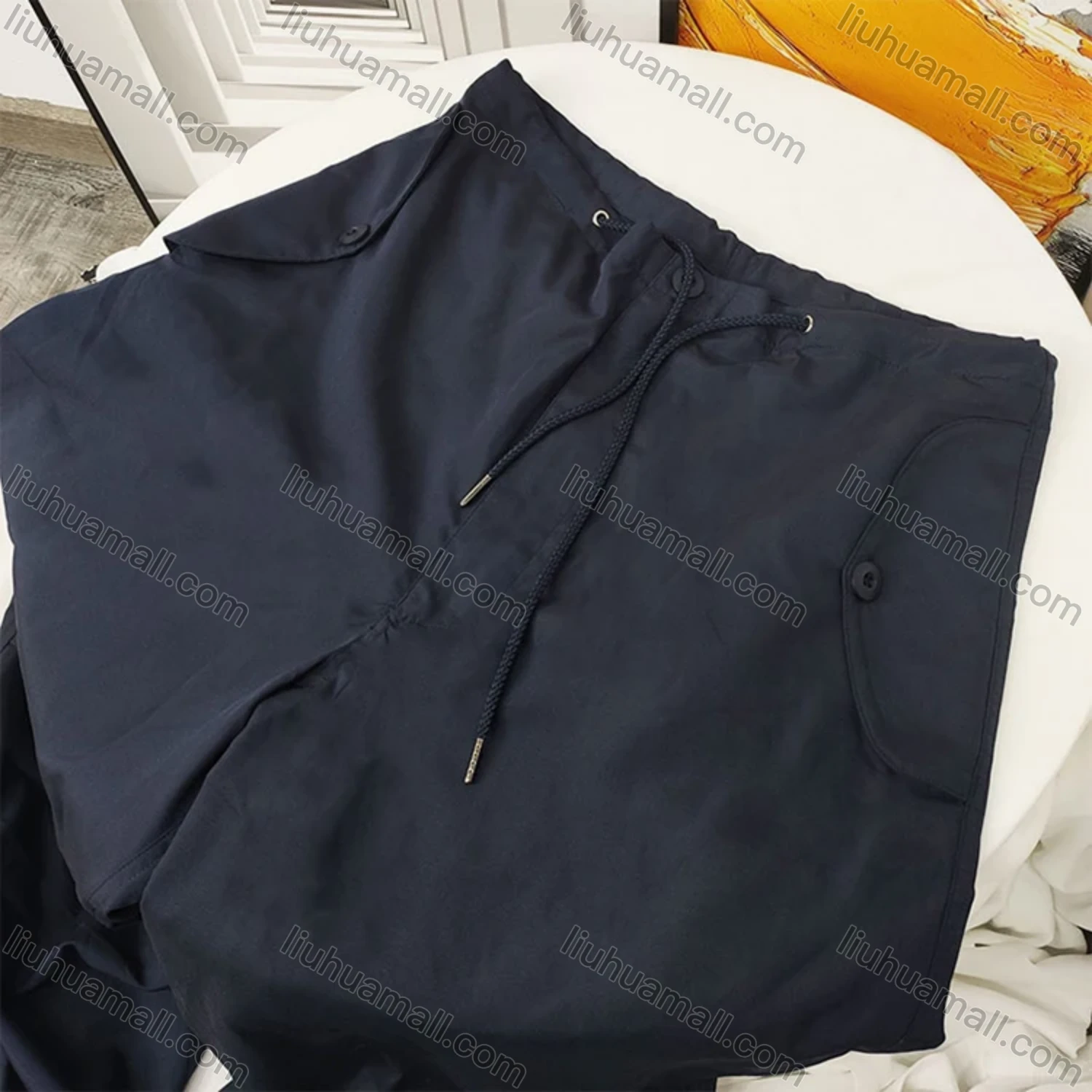 Wholesale Women's Fashion Plain Drawstring Pockets High Waist Pants - Liuhuamall