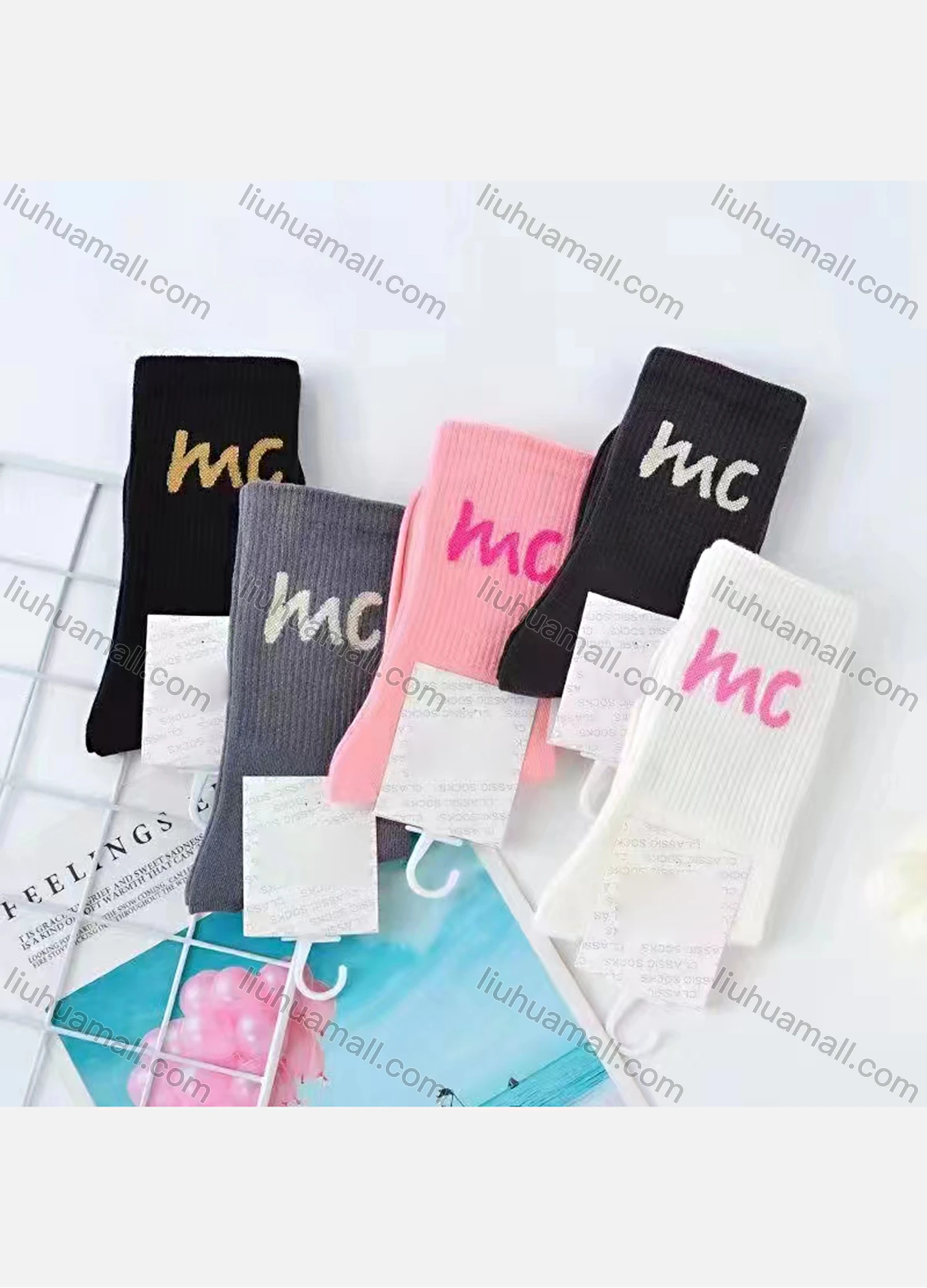 Wholesale Women's Softy Letter Print Cushioned Ankle Socks - Liuhuamall