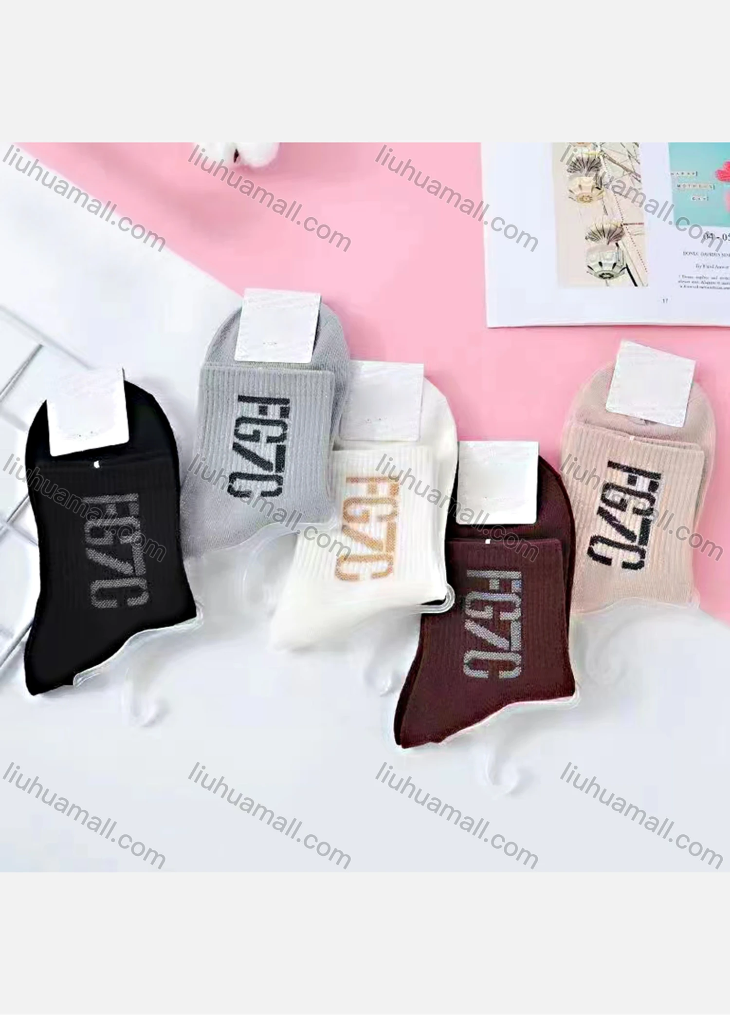 Wholesale Women's Casual Letter Print Cushioned Ankle Socks - Liuhuamall