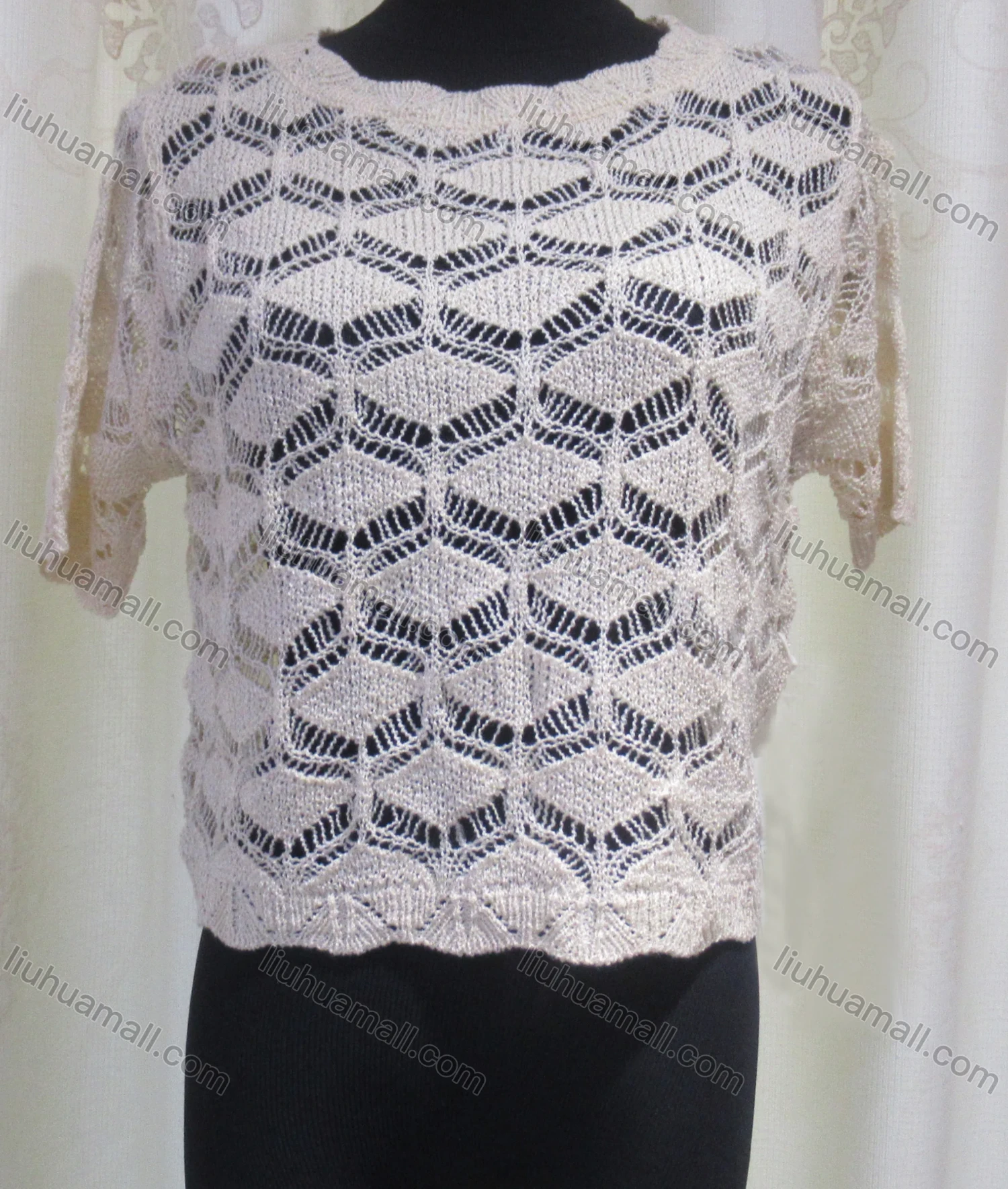 Wholesale Women's Casual Round Neck Hollow Out Plain Knit Top - Liuhuamall