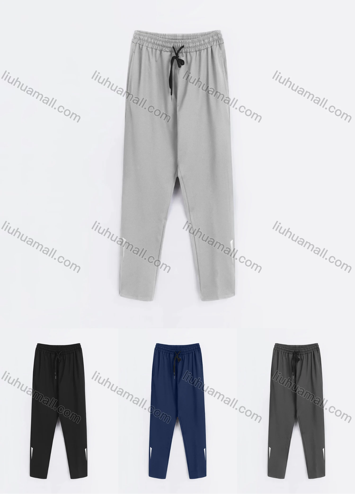 Wholesale Men's Sporty Plain Drawstring Elastic Waist Patch Pocket Pants - Liuhuamall