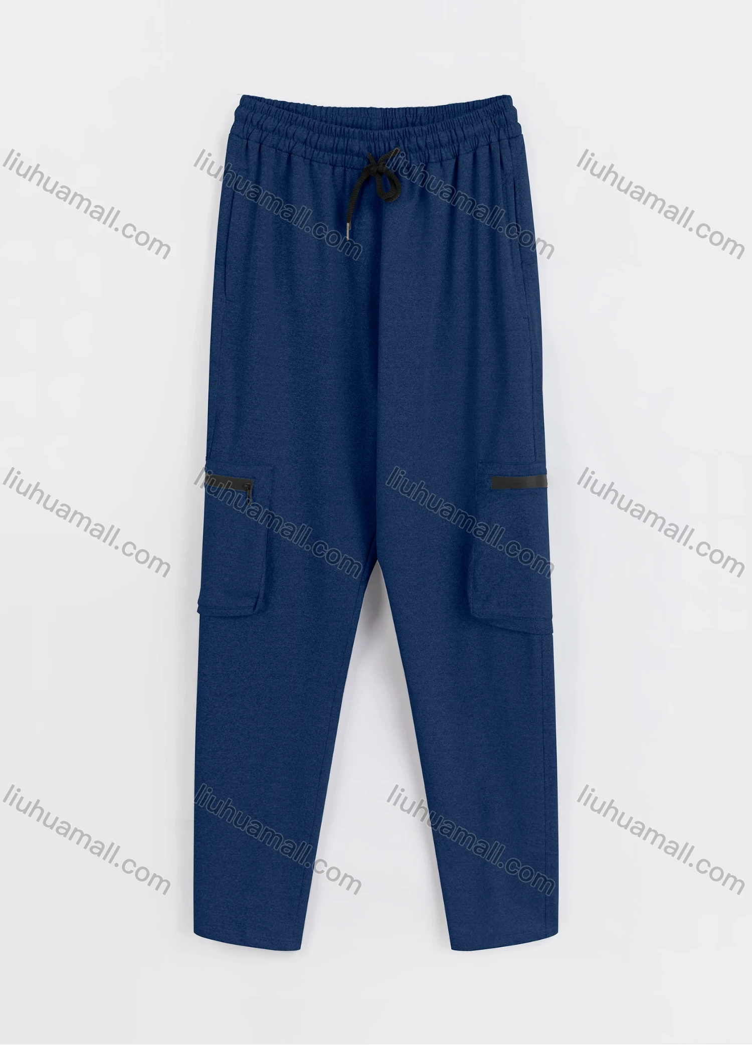 Wholesale Men's Sporty Plain Drawstring Elastic Waist Multiple Pockets Pants - Liuhuamall
