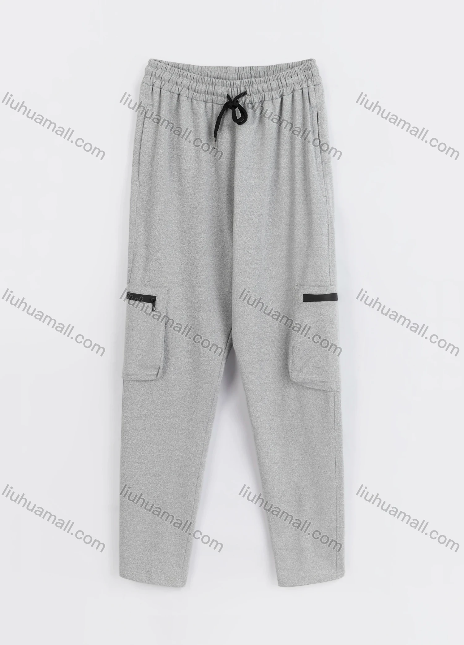 Wholesale Men's Sporty Plain Drawstring Elastic Waist Multiple Pockets Pants - Liuhuamall
