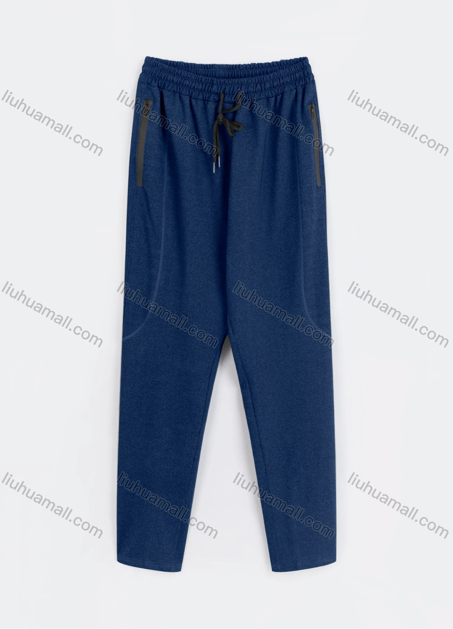 Wholesale Men's Sporty Plain Drawstring Elastic Waist Zipper Pockets Pants - Liuhuamall