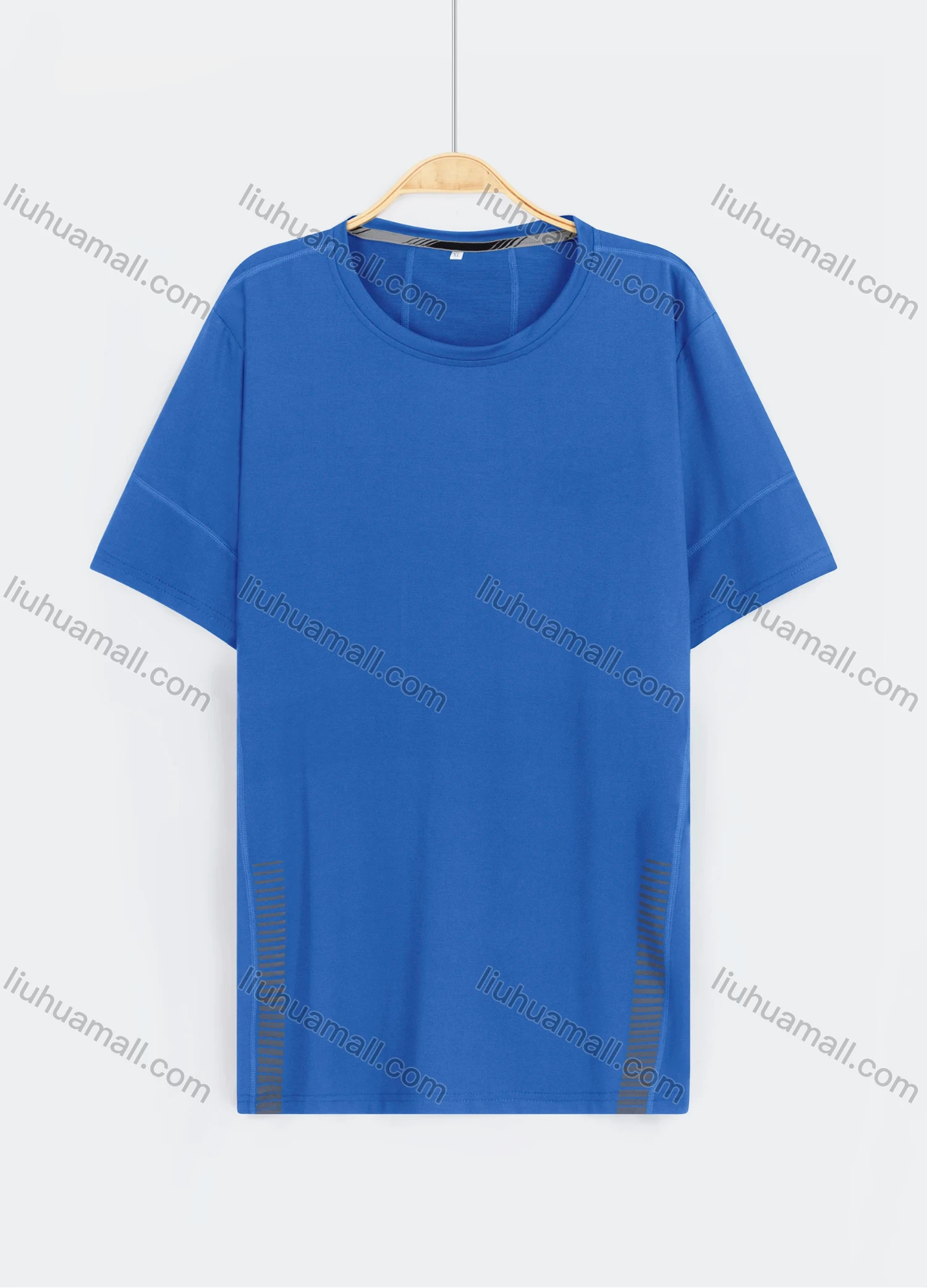 Wholesale Men's Casual Plain Reflective Stripes Round Neck Short Sleeve Tee - Liuhuamall