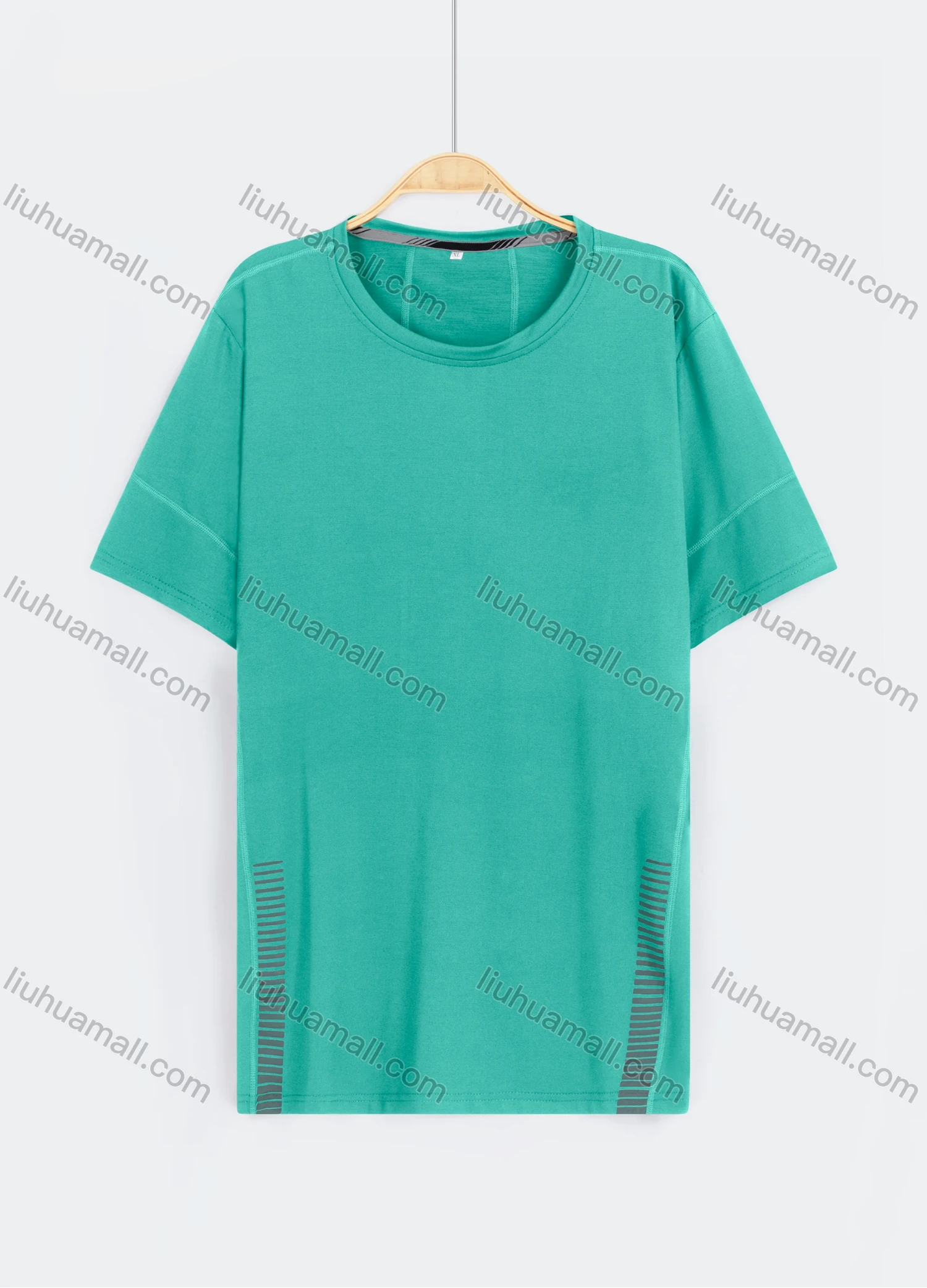 Wholesale Men's Casual Plain Reflective Stripes Round Neck Short Sleeve Tee - Liuhuamall