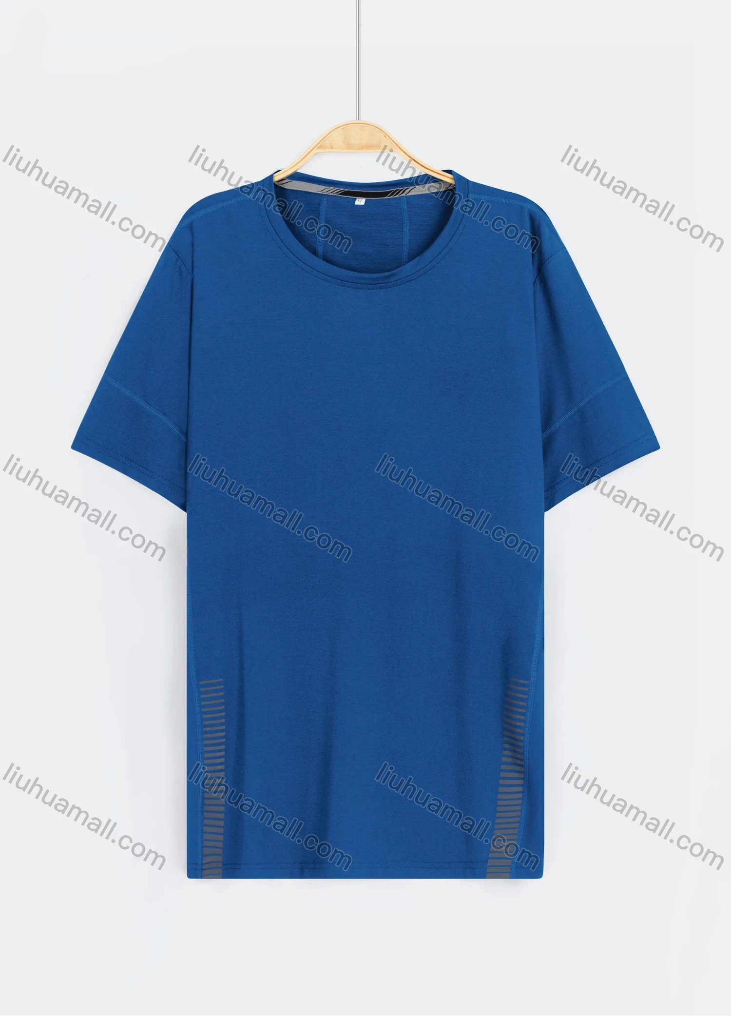 Wholesale Men's Casual Plain Reflective Stripes Round Neck Short Sleeve Tee - Liuhuamall