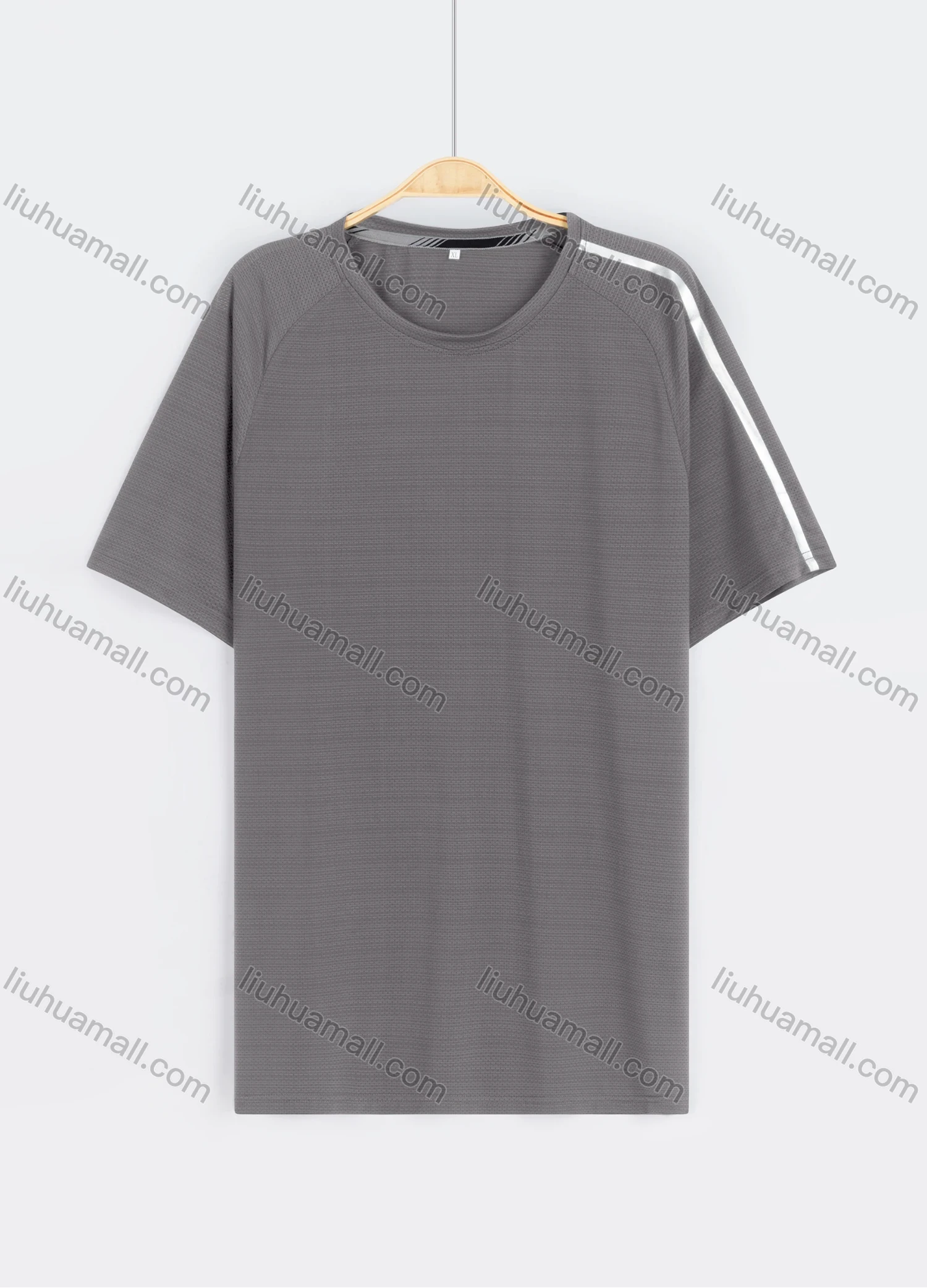 Wholesale Men's Casual Plain Reflective Stripes Round Neck Short Sleeve Tee - Liuhuamall