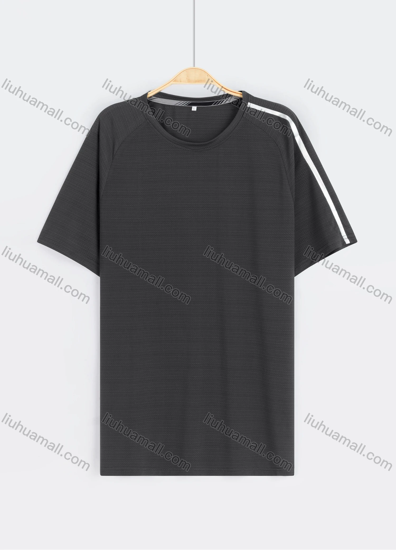 Wholesale Men's Casual Plain Reflective Stripes Round Neck Short Sleeve Tee - Liuhuamall