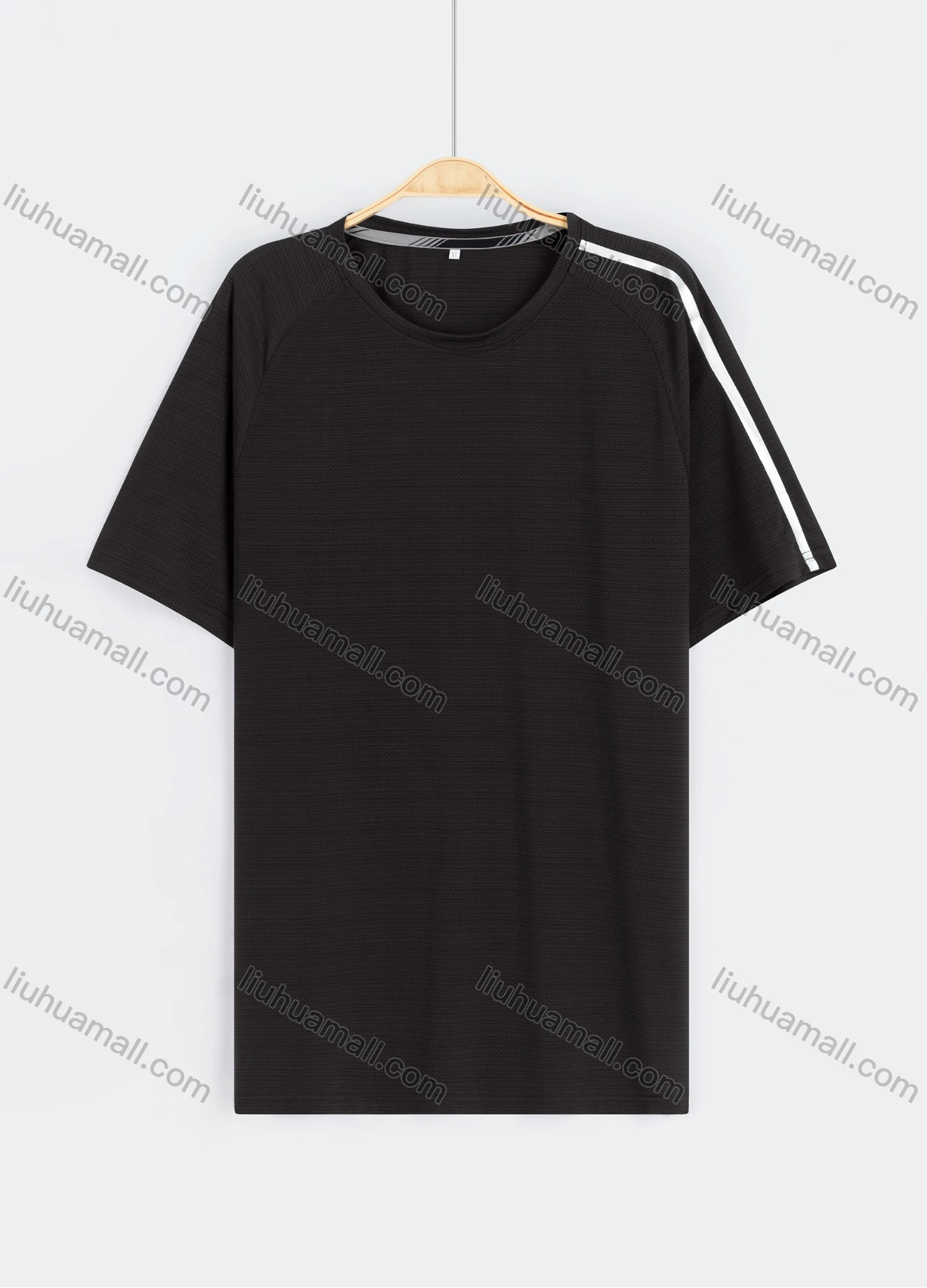 Wholesale Men's Casual Plain Reflective Stripes Round Neck Short Sleeve Tee - Liuhuamall