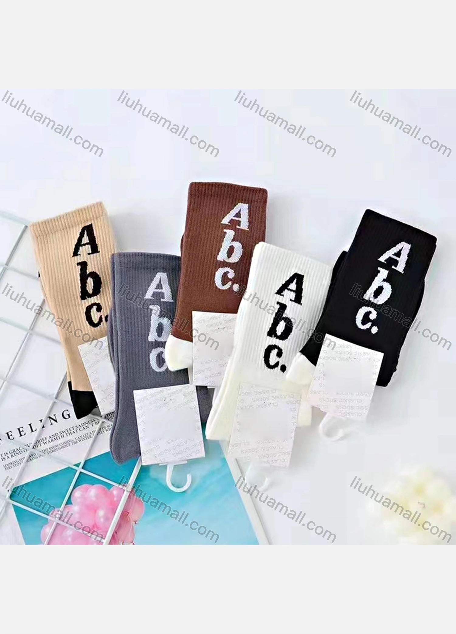 Wholesale Women's Casual Letter Graphic Cushioned Ankle Socks - Liuhuamall
