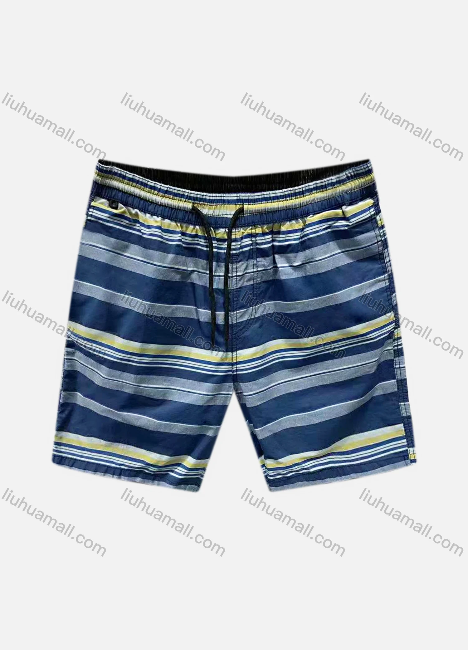 Wholesale Men's Casual 100%Cotton Colorblock Striped Drawstring Shorts - Liuhuamall