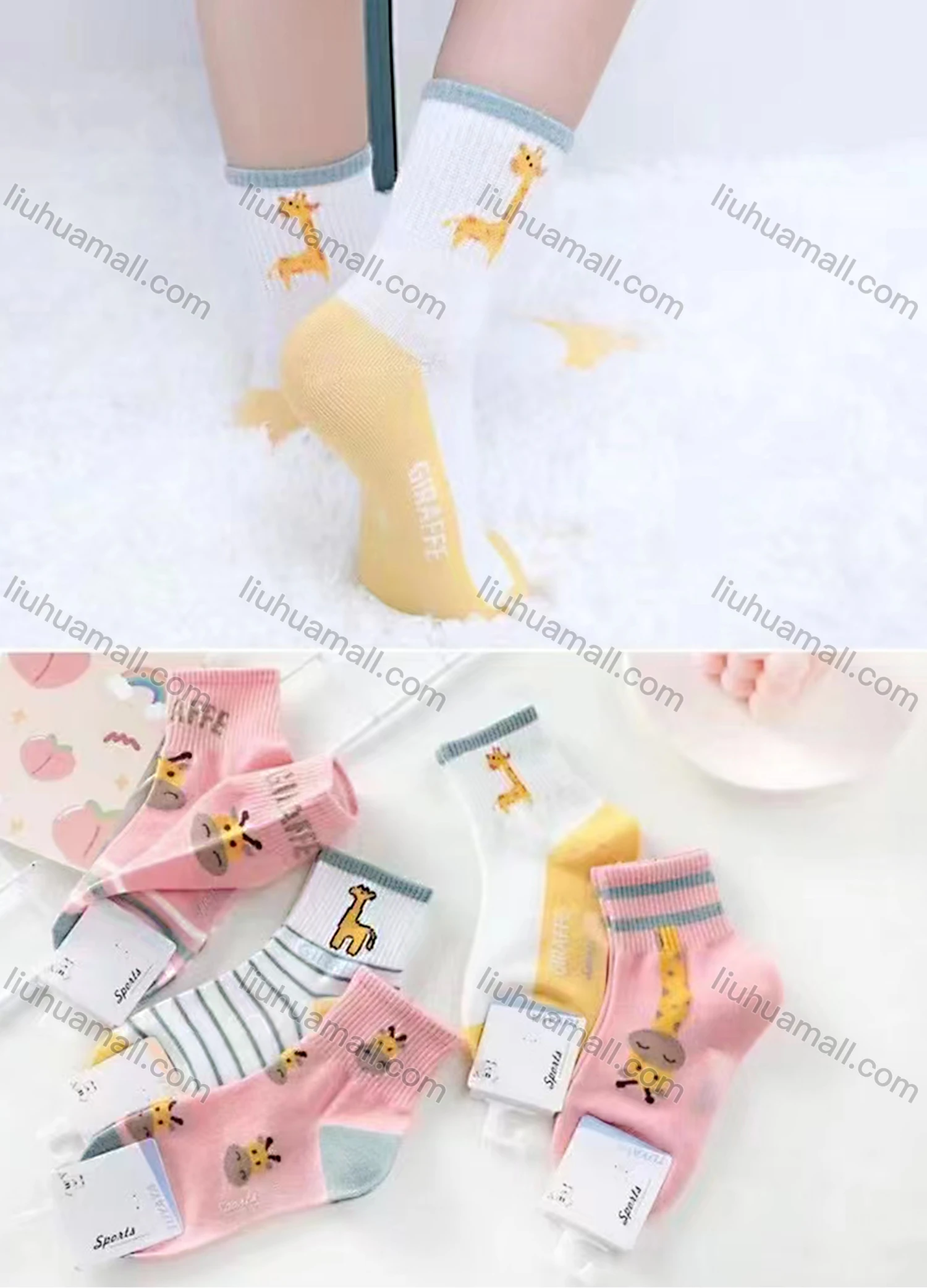 Wholesale Girls Lovely Animal Graphic Crew Ankle Socks - Liuhuamall