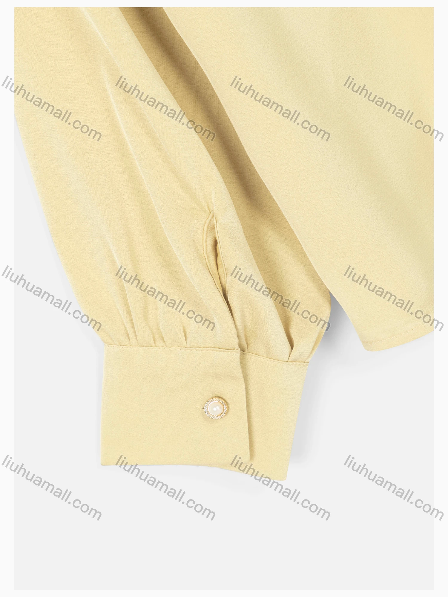 Wholesale Women's Causal V Neck Long Sleeve Plain Blouse With Tie - Liuhuamall