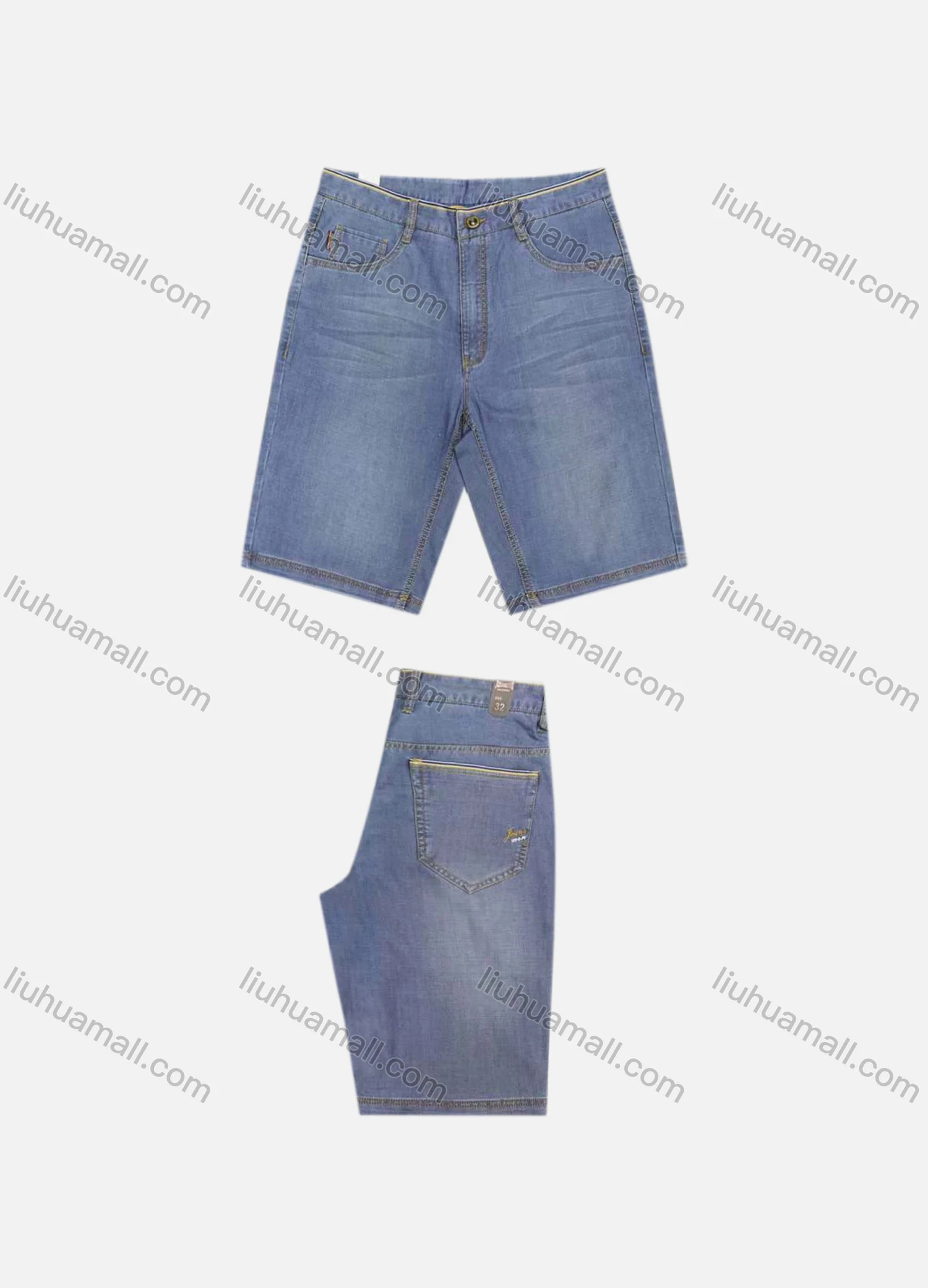Wholesale Men's Casual Plain Button Closure Wash Denim Shorts - Liuhuamall