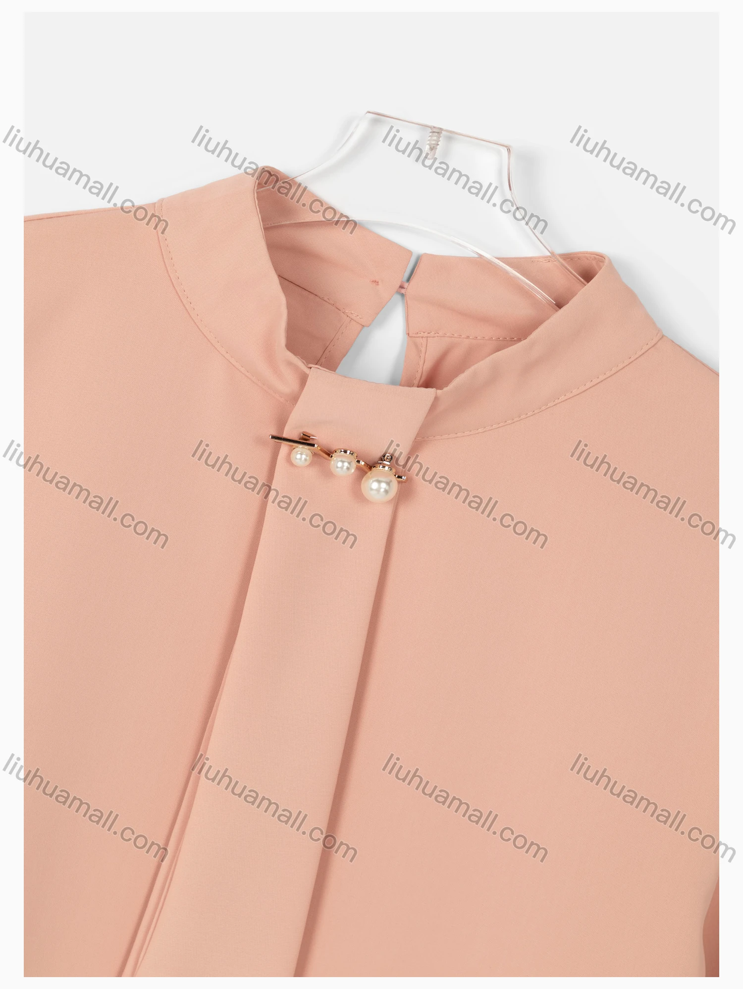 Wholesale Women's Causal Tie Neck Long Sleeve Plain Blouse - Liuhuamall