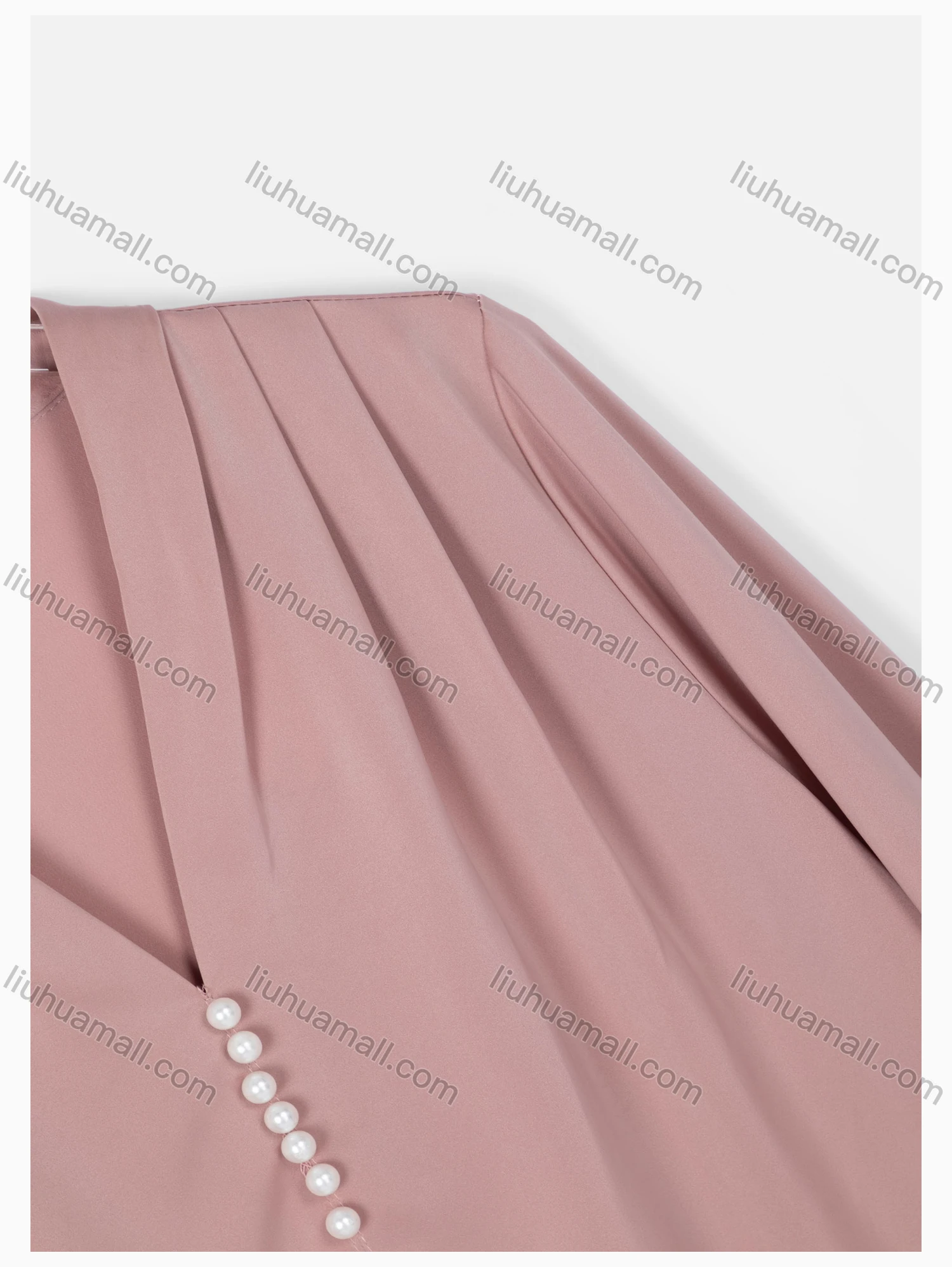 Wholesale Women's Causal V Neck Long Sleeve Pearl Plain Blouse - Liuhuamall