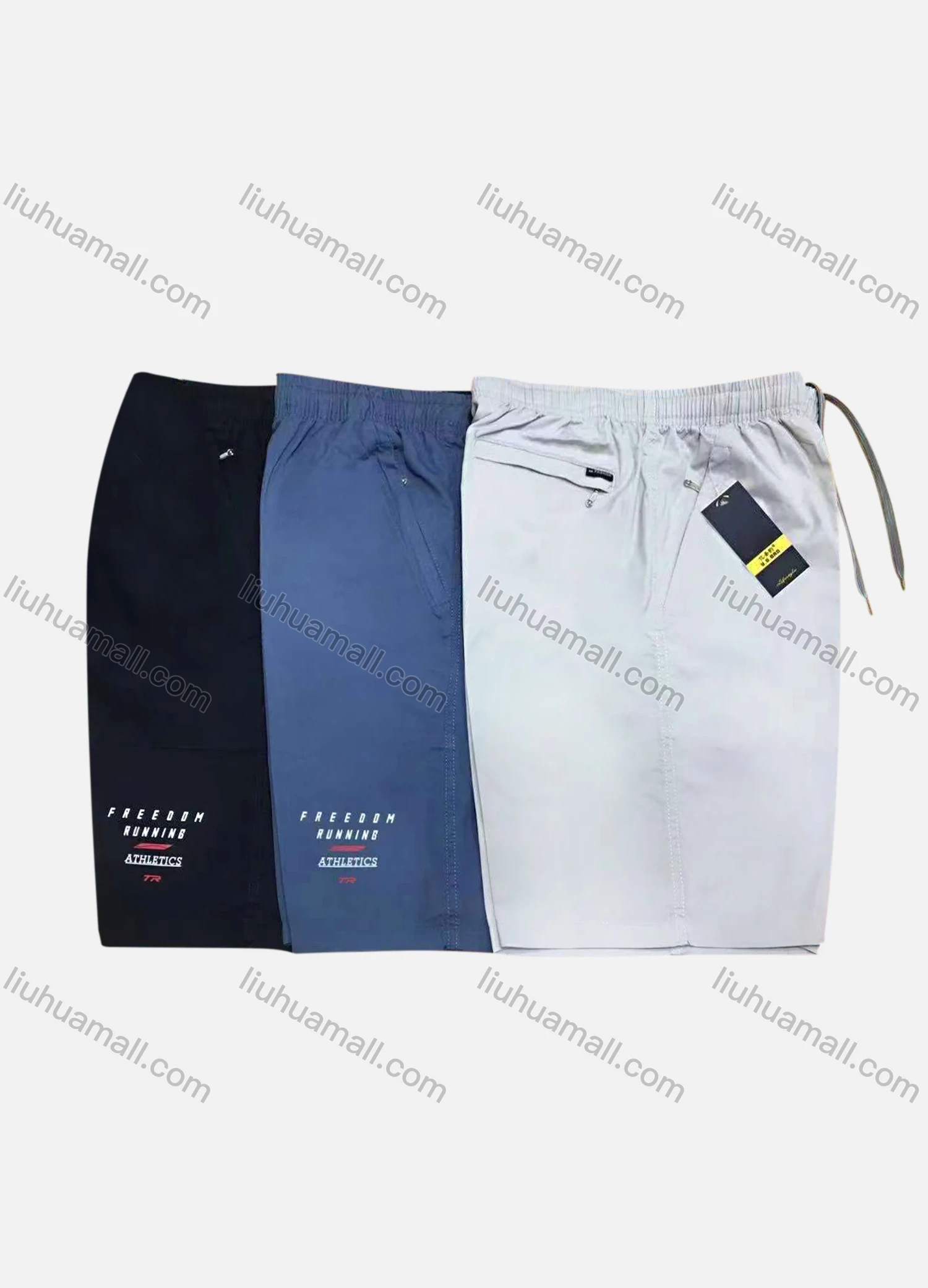 Wholesale Men's Casual 100%Cotton Plain Letter Print Drawstring Shorts - Liuhuamall