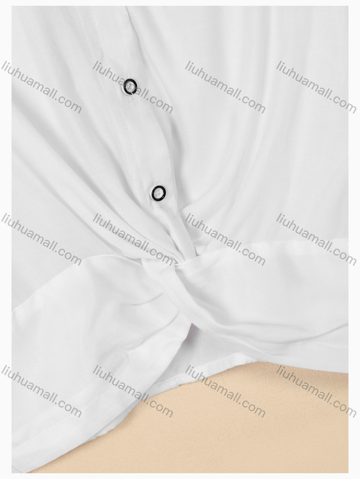 Wholesale Women's Long Sleeve Button Front Twist Plain Blouse - Liuhuamall