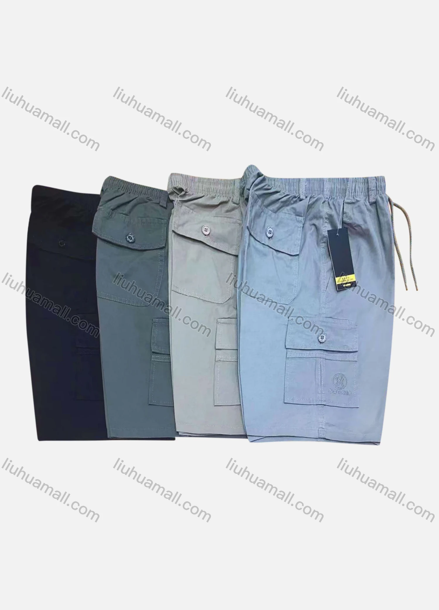 Wholesale Men's Casual 100%Cotton Plain Drawstring Cargo Shorts - Liuhuamall