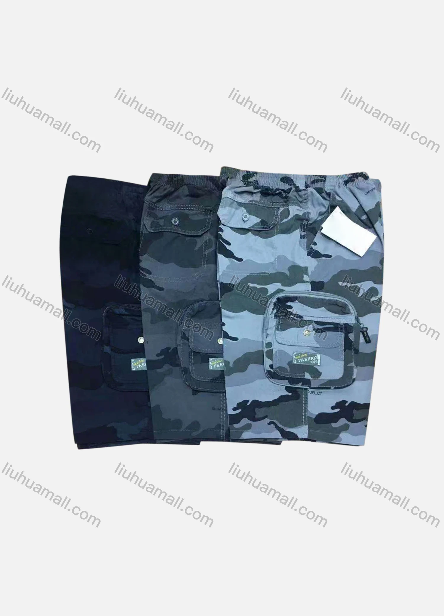 Wholesale Men's Casual 100%Cotton Camouflage Flap Pockets Shorts - Liuhuamall
