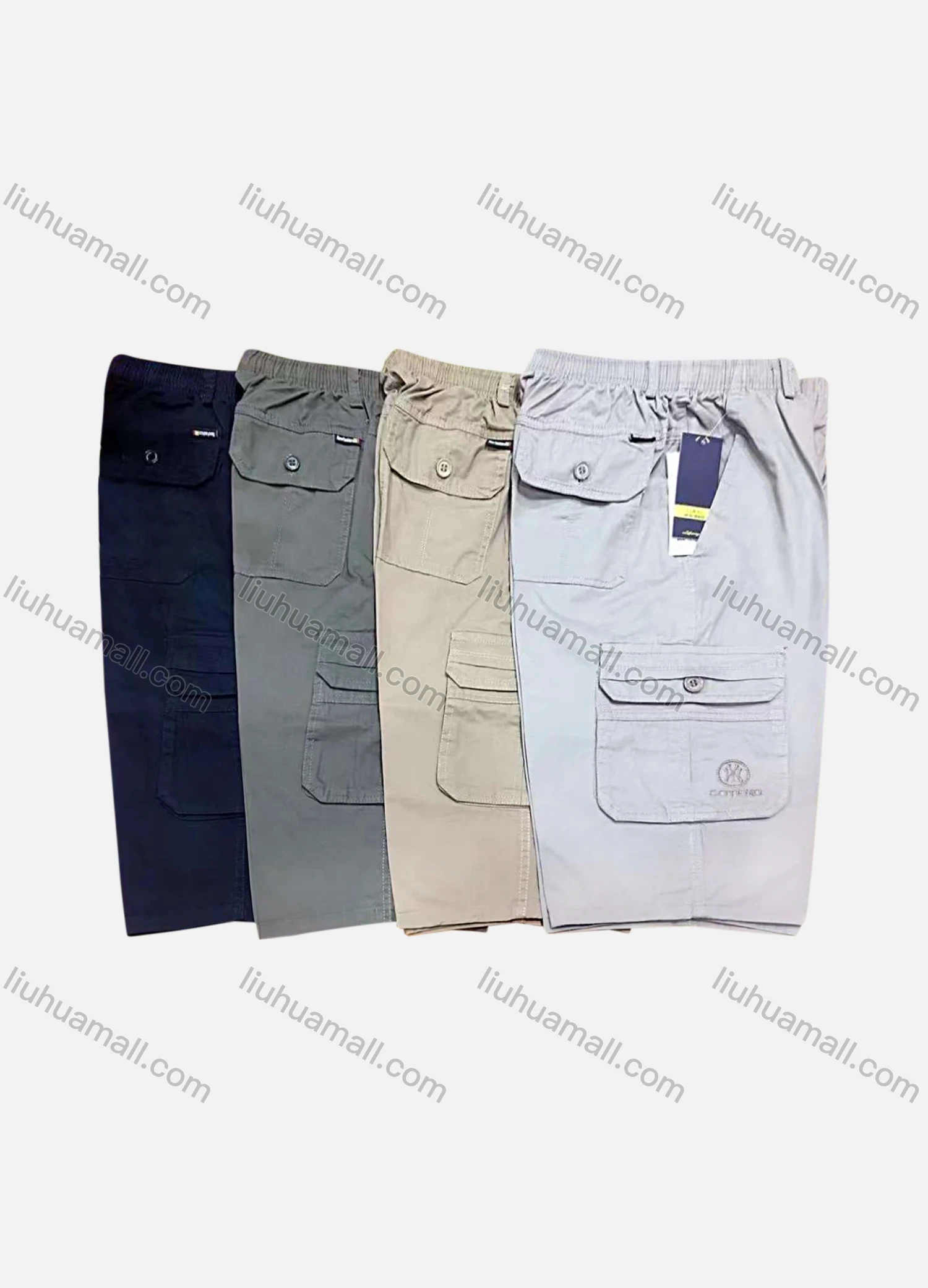 Wholesale Men's Casual 100%Cotton Plain Flap Pockets Shorts - Liuhuamall