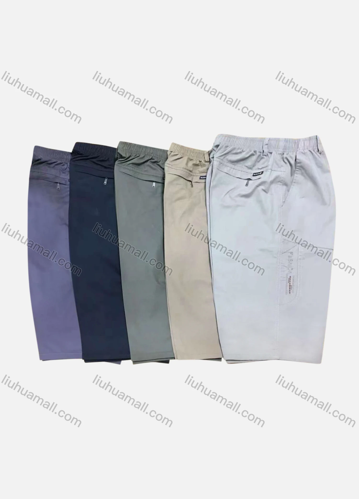 Wholesale Men's Casual 100%Cotton Plain Zipper Pockets Shorts - Liuhuamall