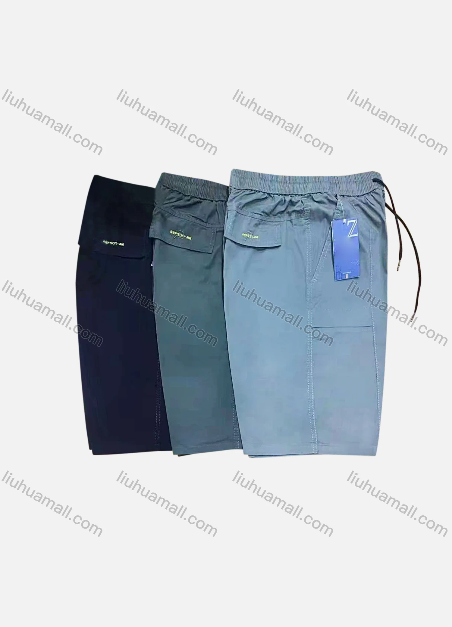 Wholesale Men's Casual 100%Cotton Plain Drawstring Shorts - Liuhuamall