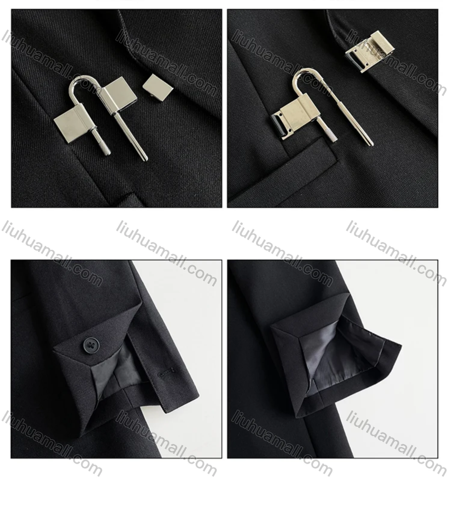 Wholesale Women's Plain Lapel Long Sleeve Metal Buckle Suit Jacket 325# - Liuhuamall