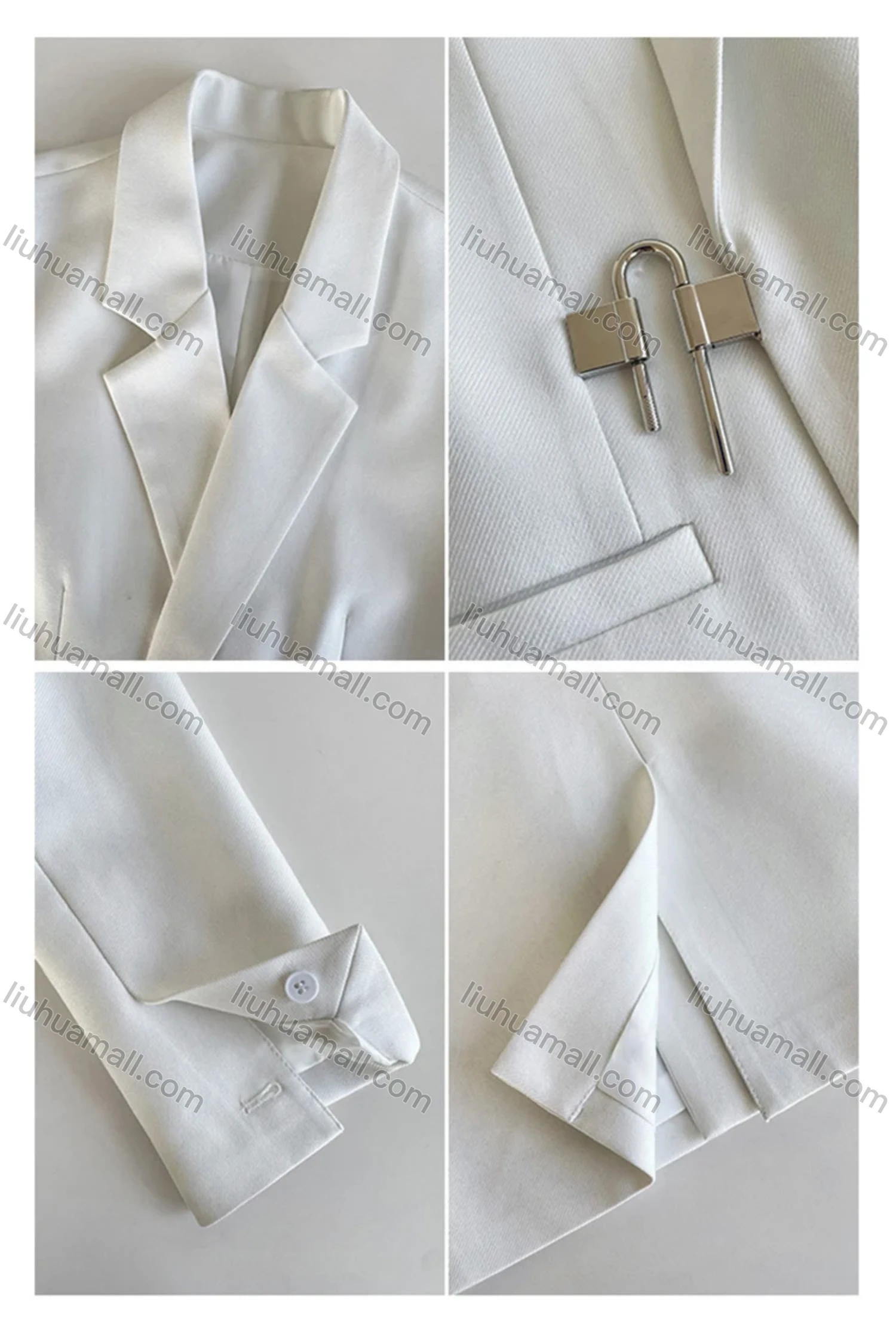 Wholesale Women's Plain Lapel Long Sleeve Metal Buckle Suit Jacket 325# - Liuhuamall