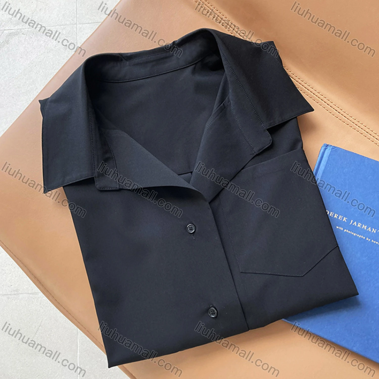 Wholesale Women's Casual Plain Back Button Down Long Sleeve Patch Pocket Shirts - Liuhuamall