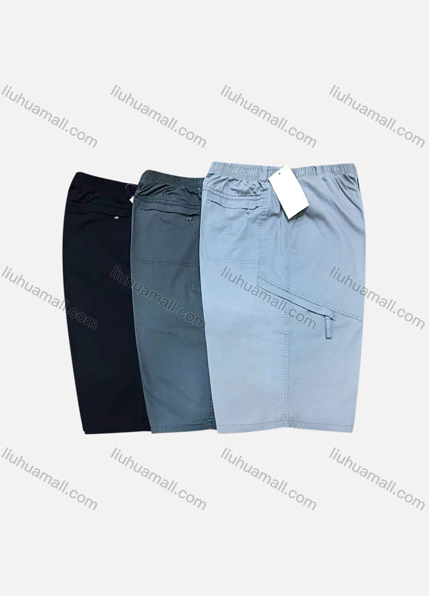 Wholesale Men's Casual 100%Cotton Plain Zipper Pockets Shorts - Liuhuamall