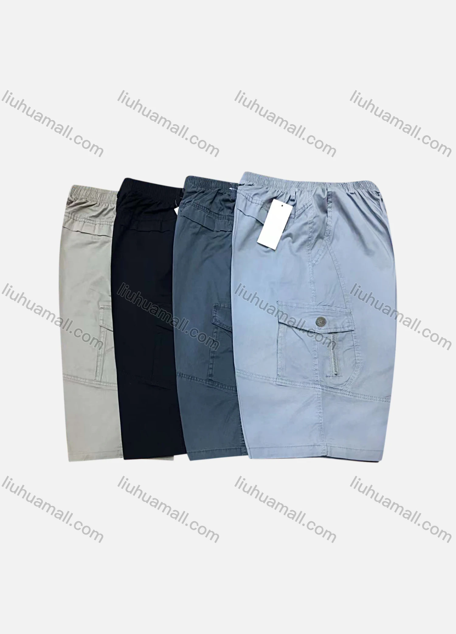 Wholesale Men's Casual 100%Cotton Plain Flap Pockets Shorts - Liuhuamall
