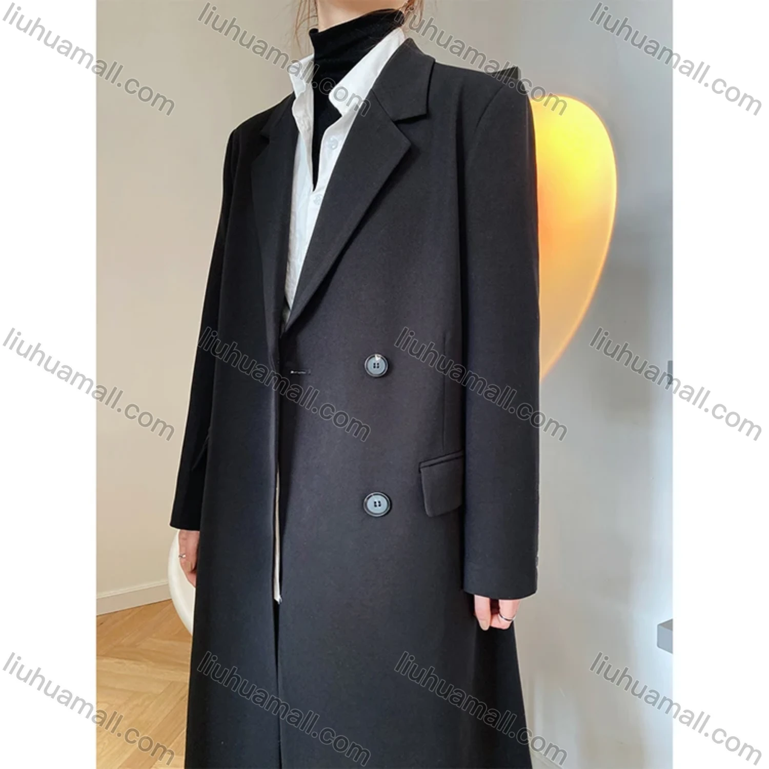 Wholesale Women's Plain Lapel Long Sleeve Mid Length Suit Coat - Liuhuamall