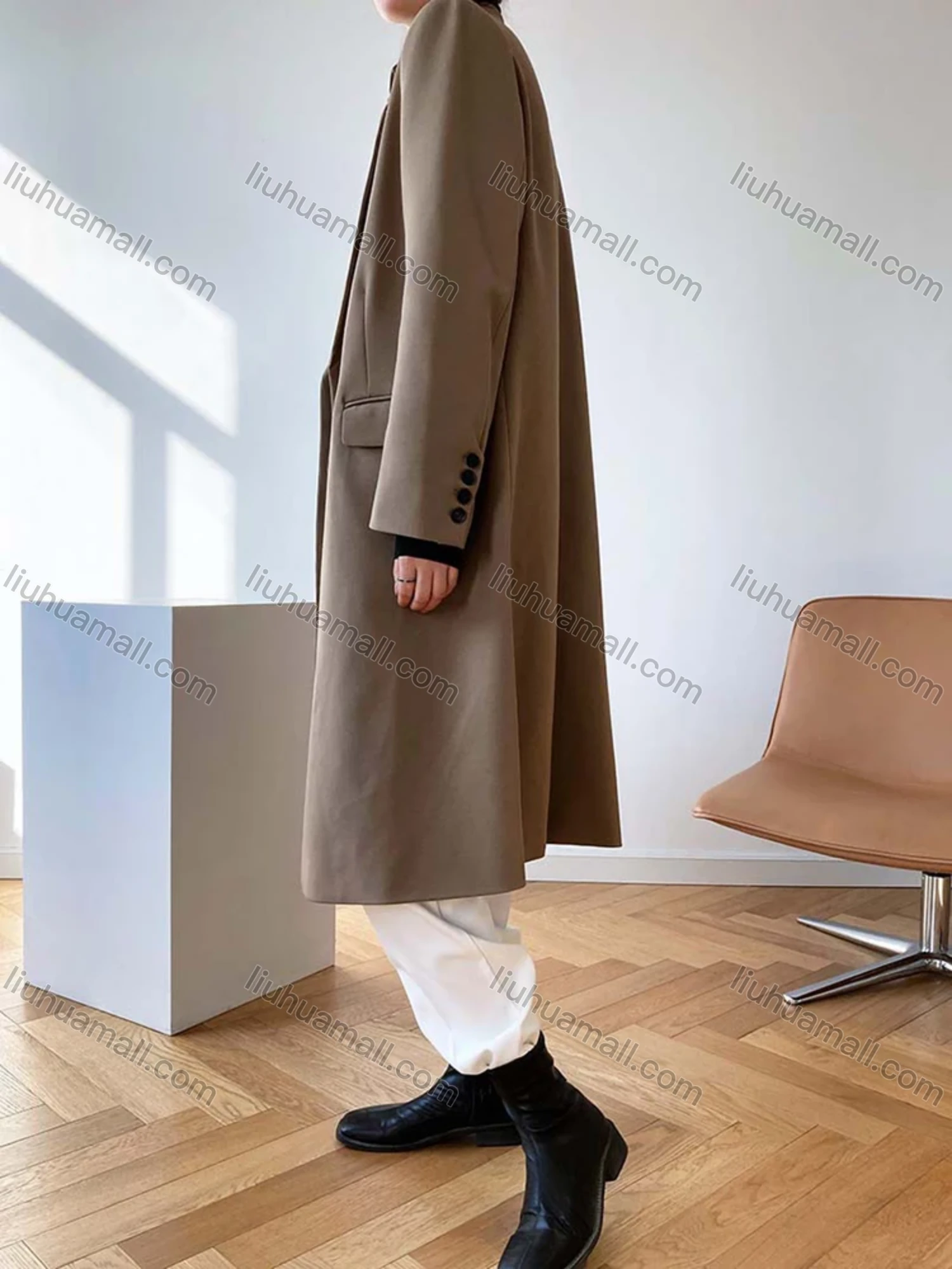Wholesale Women's Plain Lapel Long Sleeve Mid Length Suit Coat - Liuhuamall