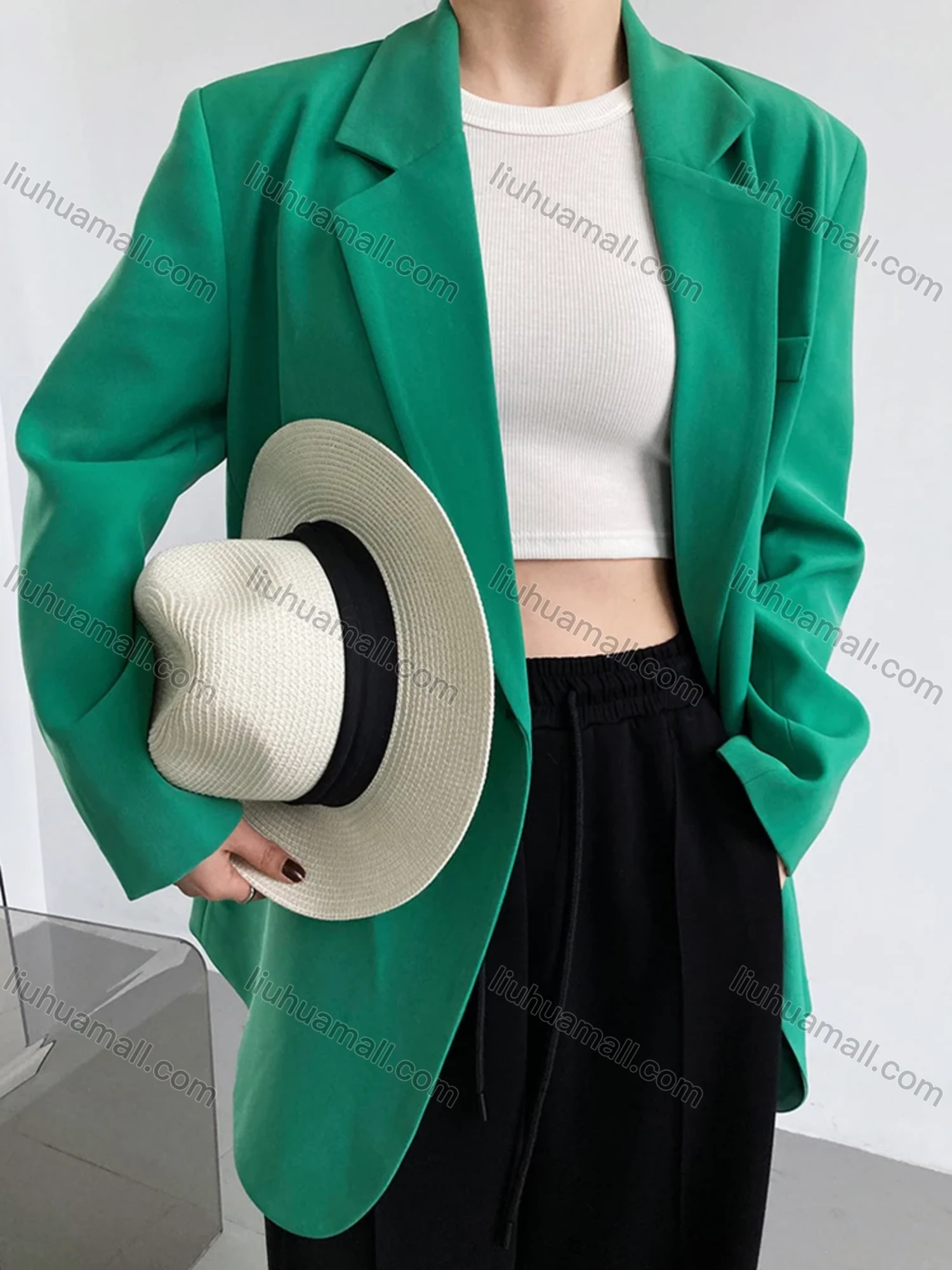 Wholesale Women's Plain Lapel Long Sleeve One Button Suit Jacket - Liuhuamall
