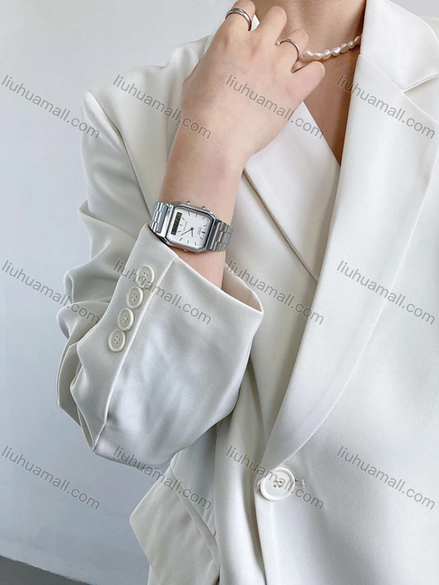 Wholesale Women's Plain Lapel Long Sleeve One Button Suit Jacket - Liuhuamall