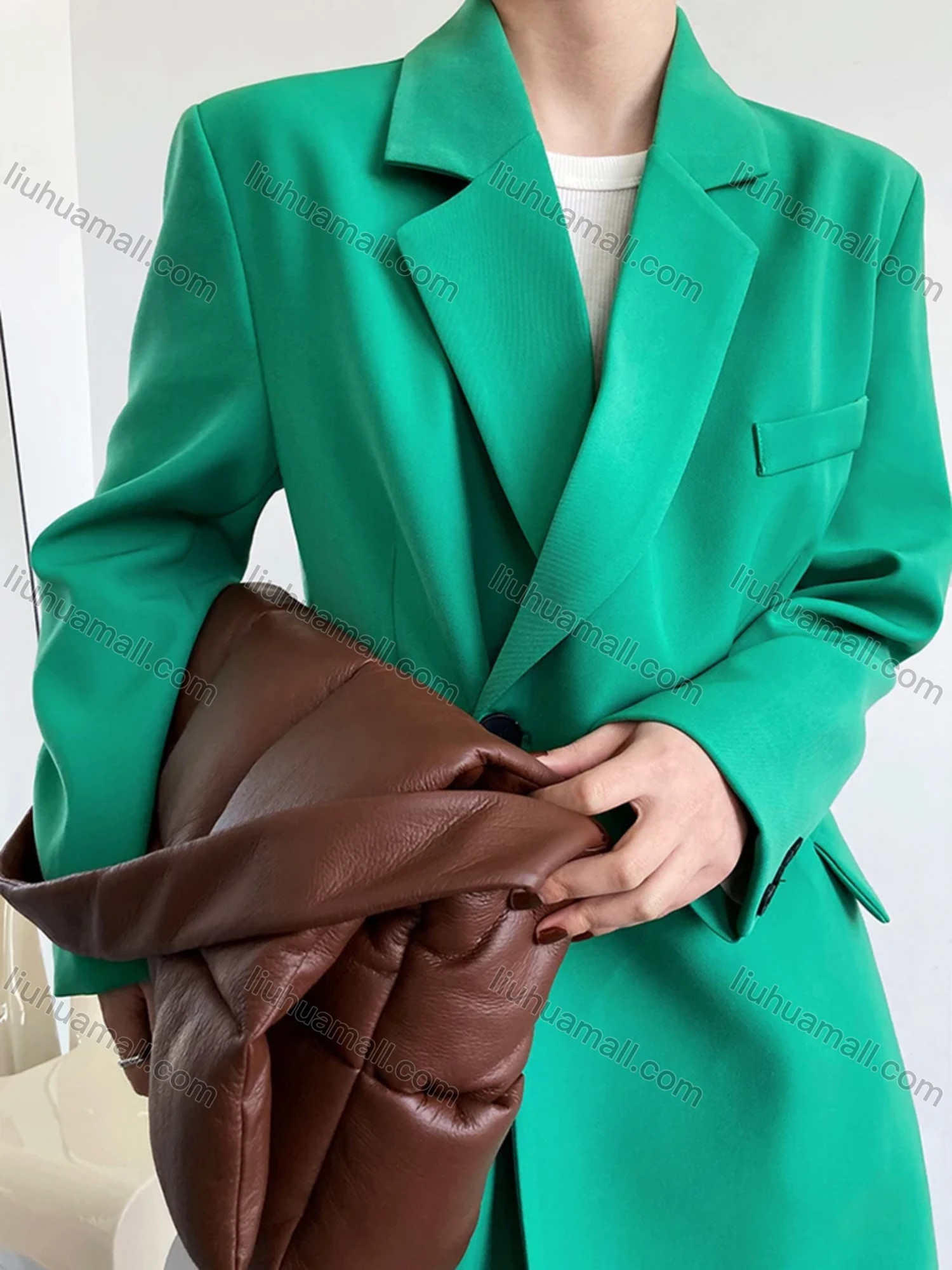 Wholesale Women's Plain Lapel Long Sleeve One Button Suit Jacket - Liuhuamall