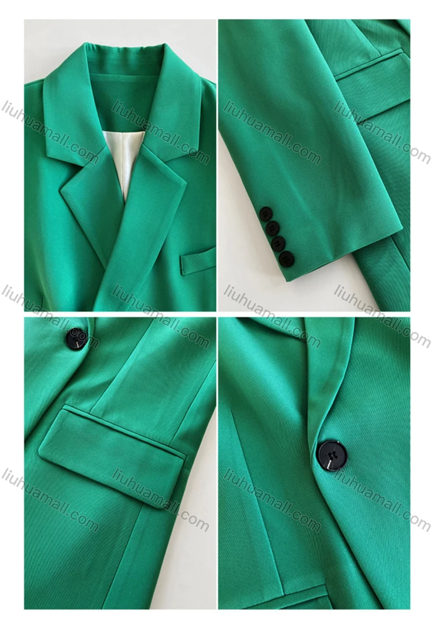 Wholesale Women's Plain Lapel Long Sleeve One Button Suit Jacket - Liuhuamall