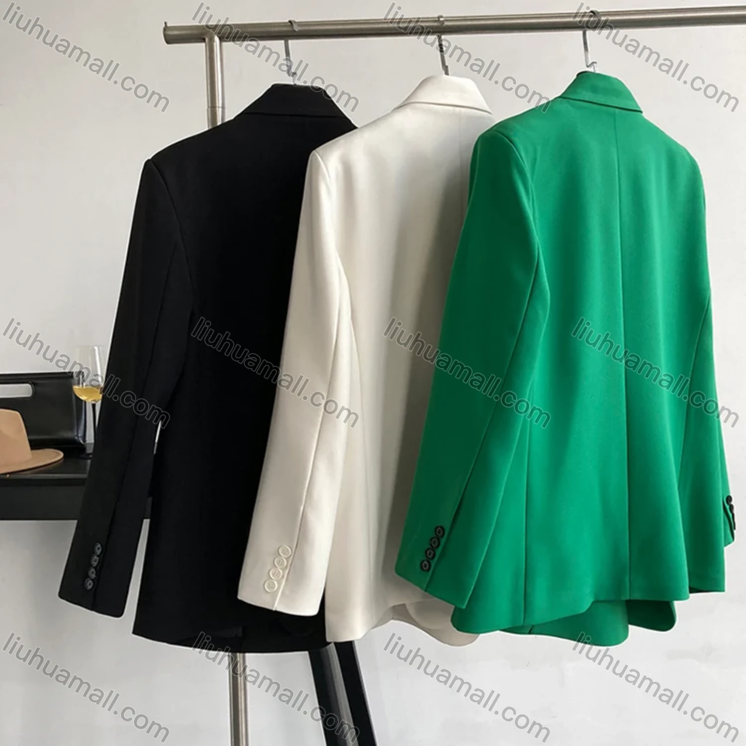 Wholesale Women's Plain Lapel Long Sleeve One Button Suit Jacket - Liuhuamall