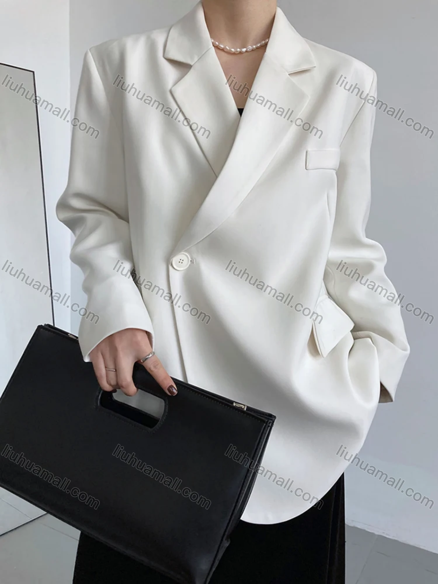 Wholesale Women's Plain Lapel Long Sleeve One Button Suit Jacket - Liuhuamall