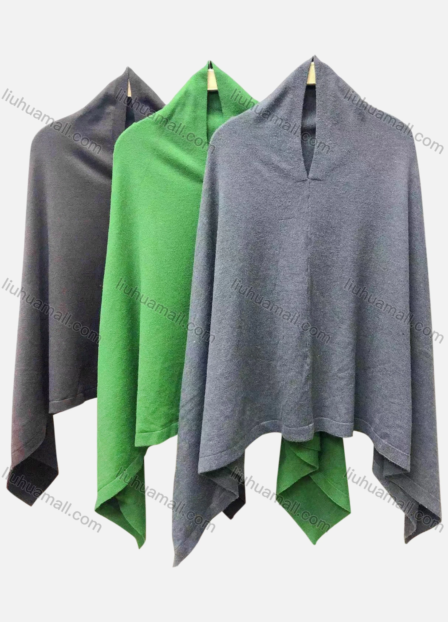 Wholesale Women's Casual Plain Bat Sleeve Ruffle Trim Cape - Liuhuamall