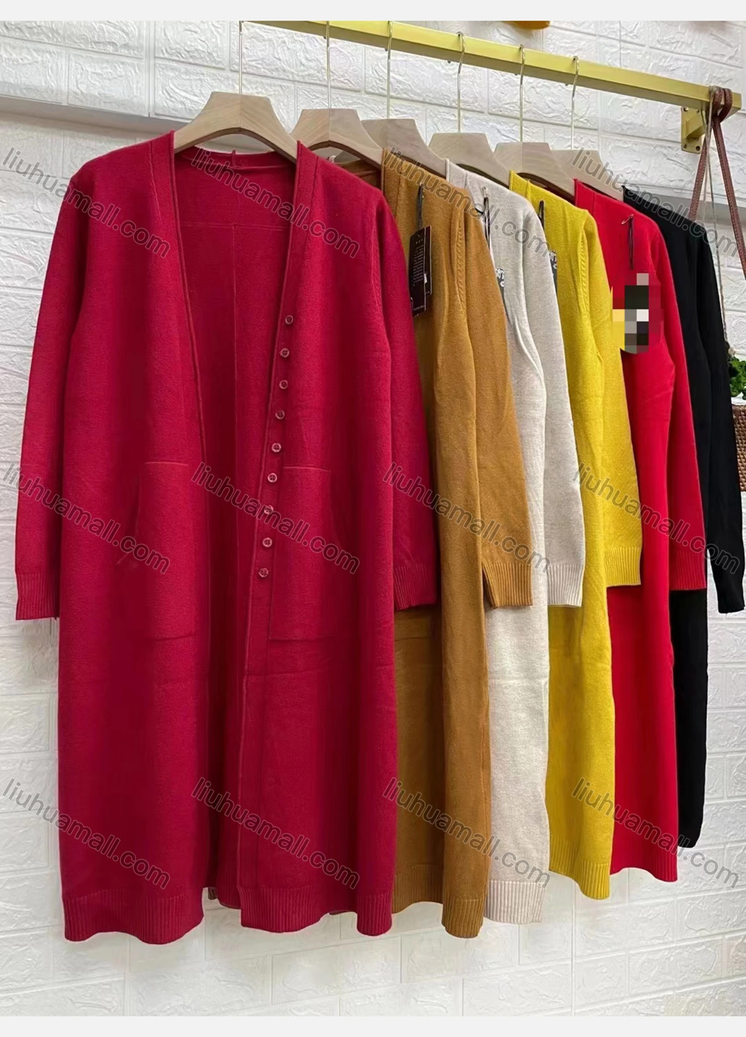 Wholesale Women's Casual Plain Patch Pockets Button Decor Cardigan - Liuhuamall