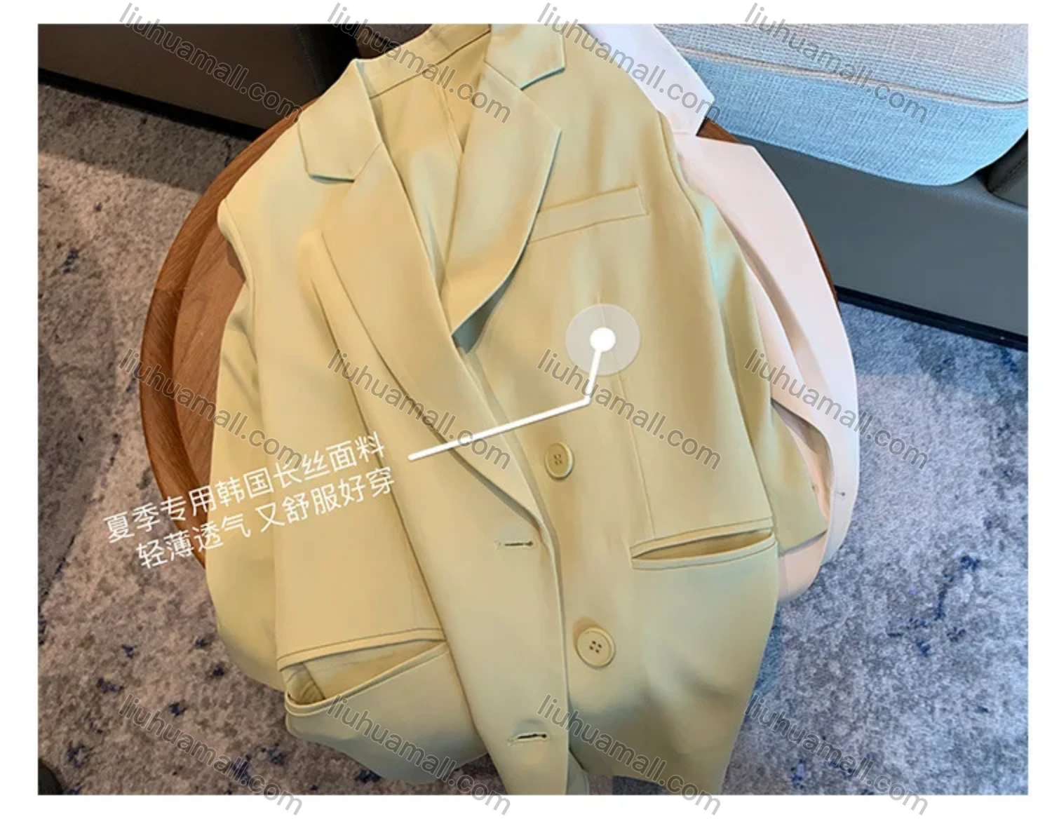 Wholesale Women's Plain Lapel Long Sleeve Double Breasted Suit Jacket - Liuhuamall