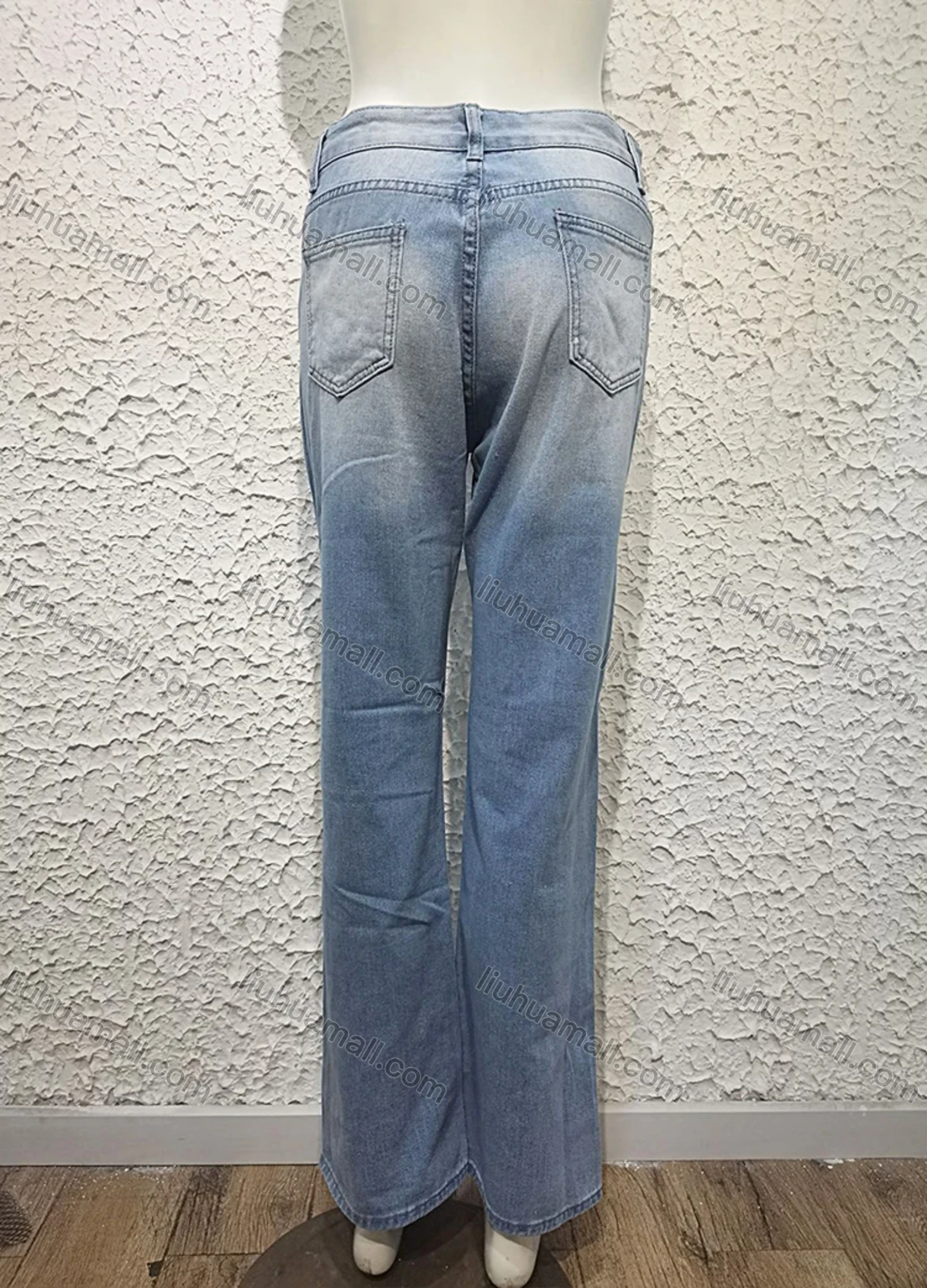 Wholesale Women's Casual Ripped Fray Raw Wide Leg Jean - Liuhuamall