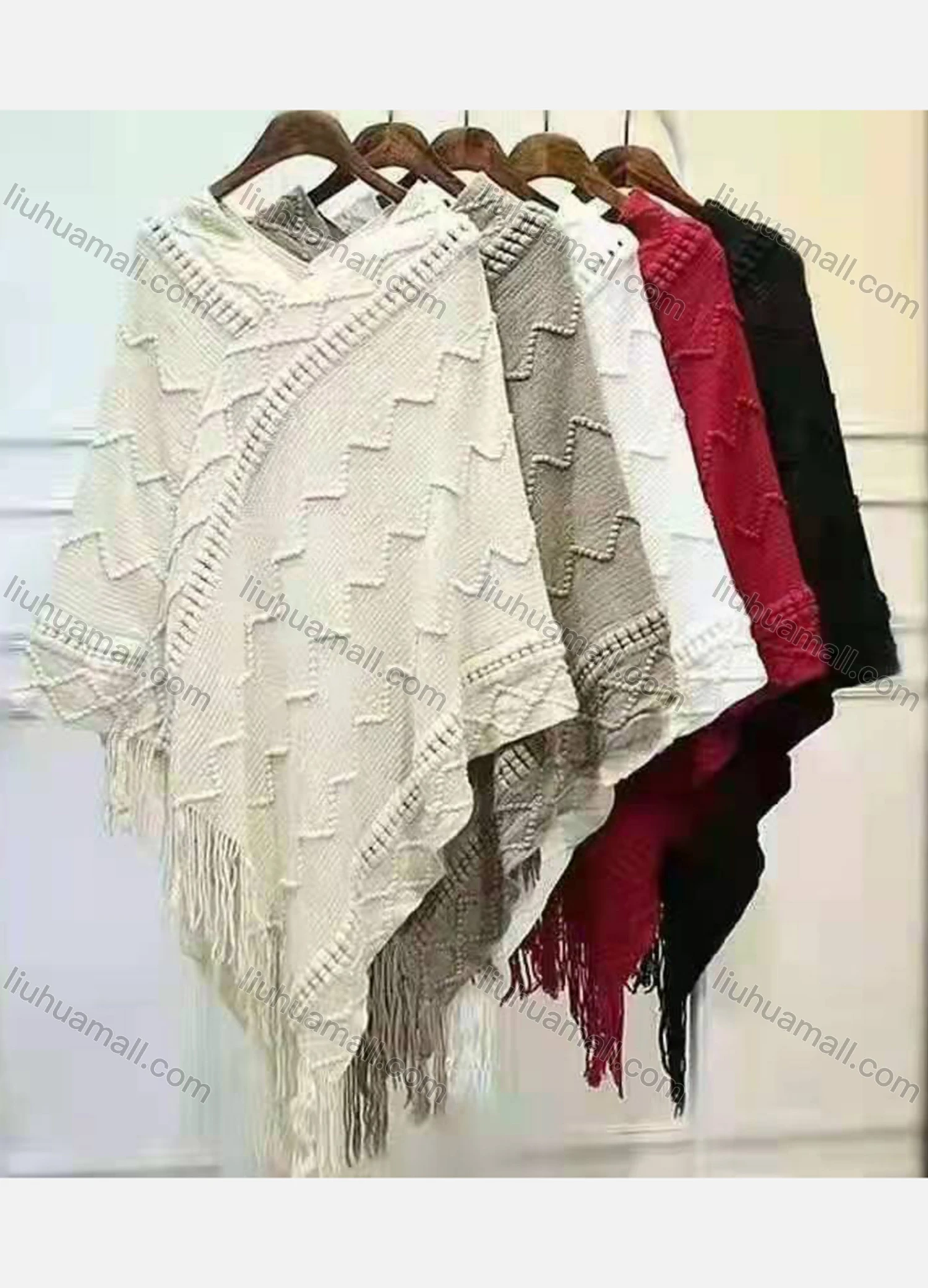 Wholesale Women's Casual Bat Sleeve Scarf Hem Plain Cape - Liuhuamall