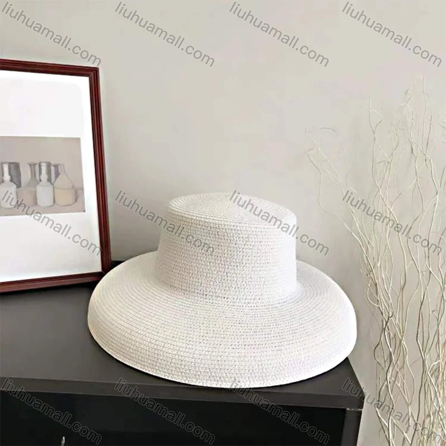 Wholesale Women's Plain Wide Brim Panama Straw Hat - Liuhuamall